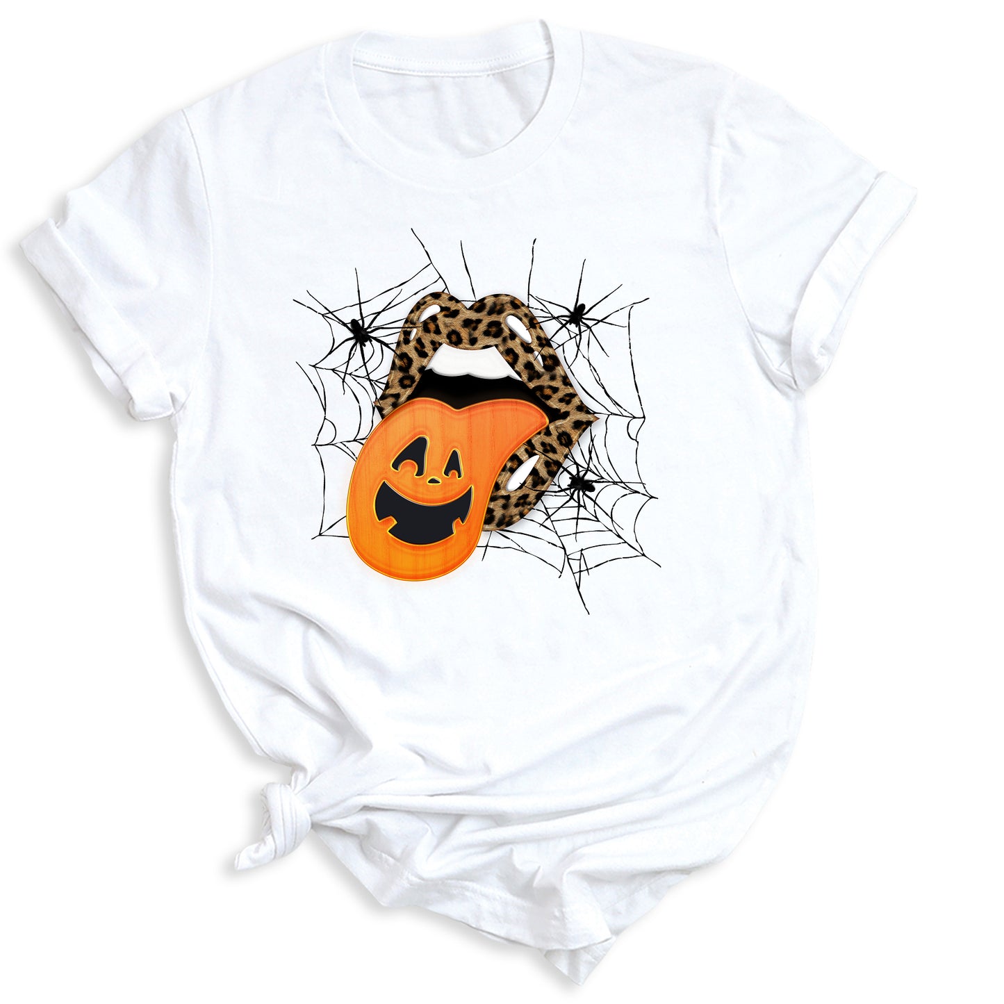 Leopard Lips & Pumpkin Tongue Halloween Graphic Tee β Witches & Halloweentown Shirt