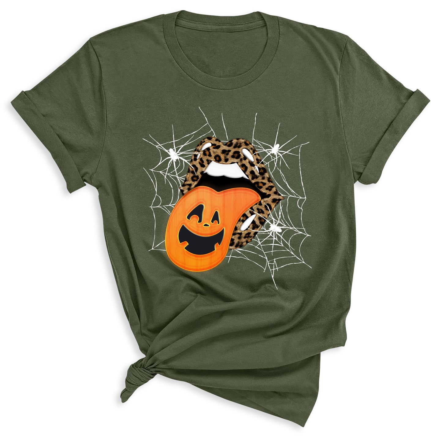 Leopard Lips & Pumpkin Tongue Halloween Graphic Tee β Witches & Halloweentown Shirt