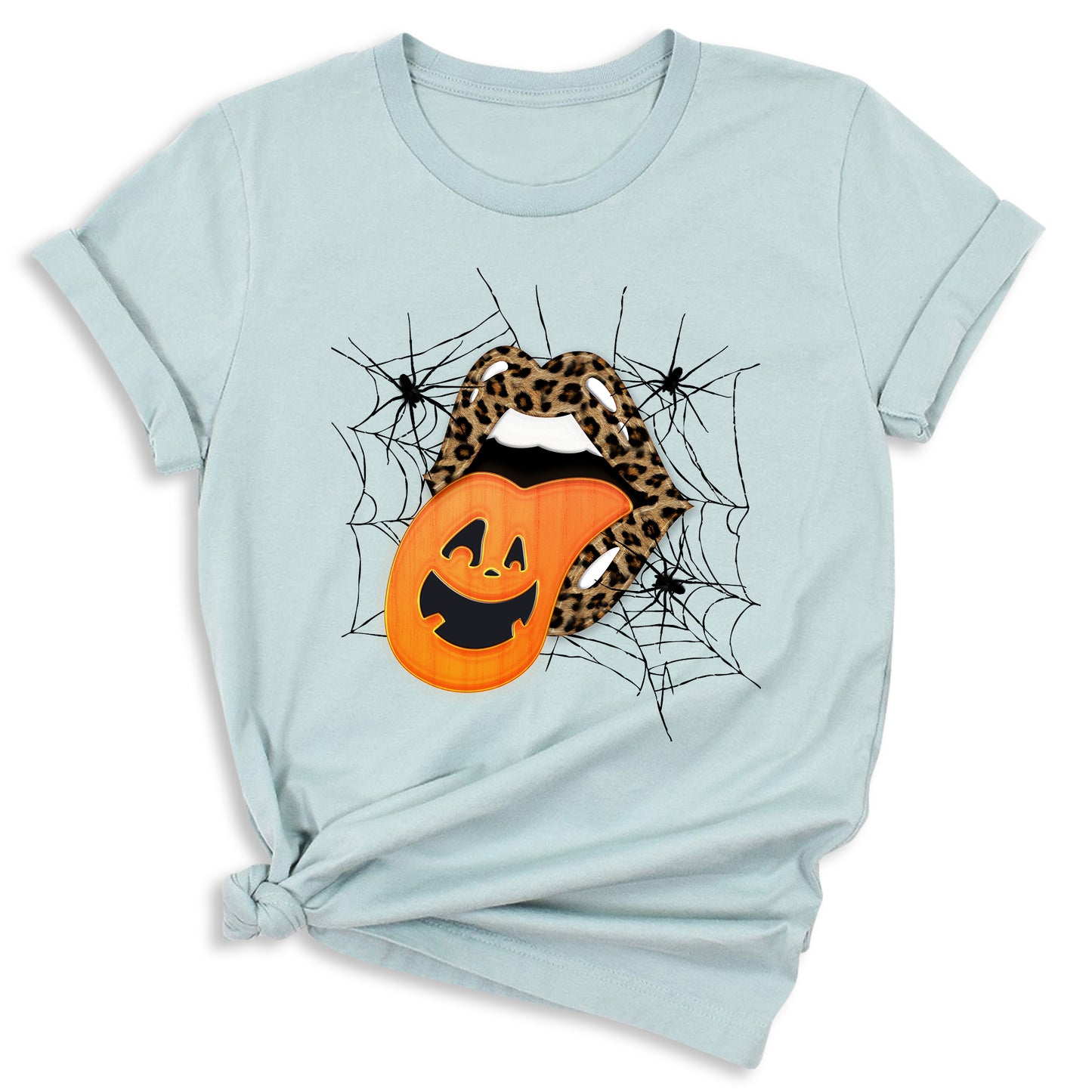 Leopard Lips & Pumpkin Tongue Halloween Graphic Tee β Witches & Halloweentown Shirt