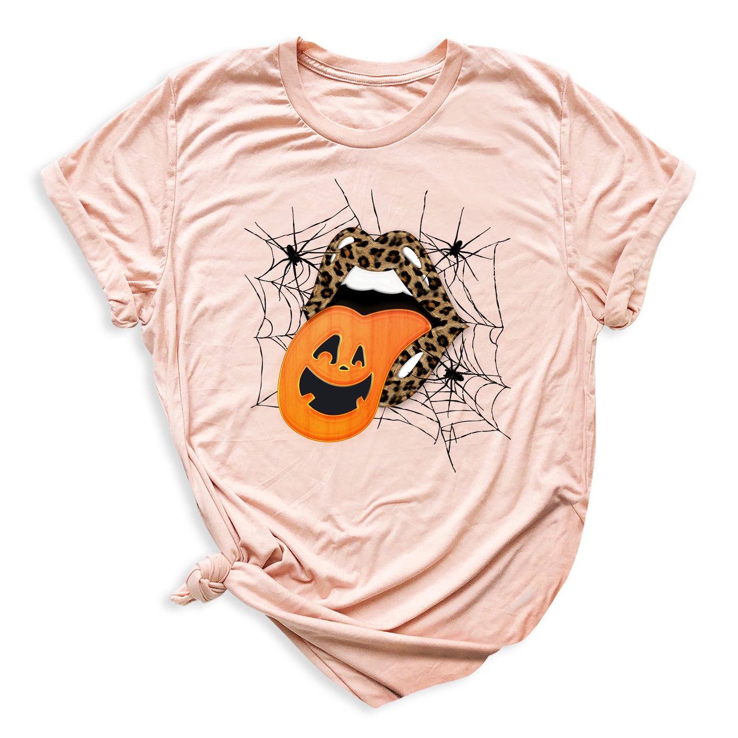 Leopard Lips & Pumpkin Tongue Halloween Graphic Tee β Witches & Halloweentown Shirt