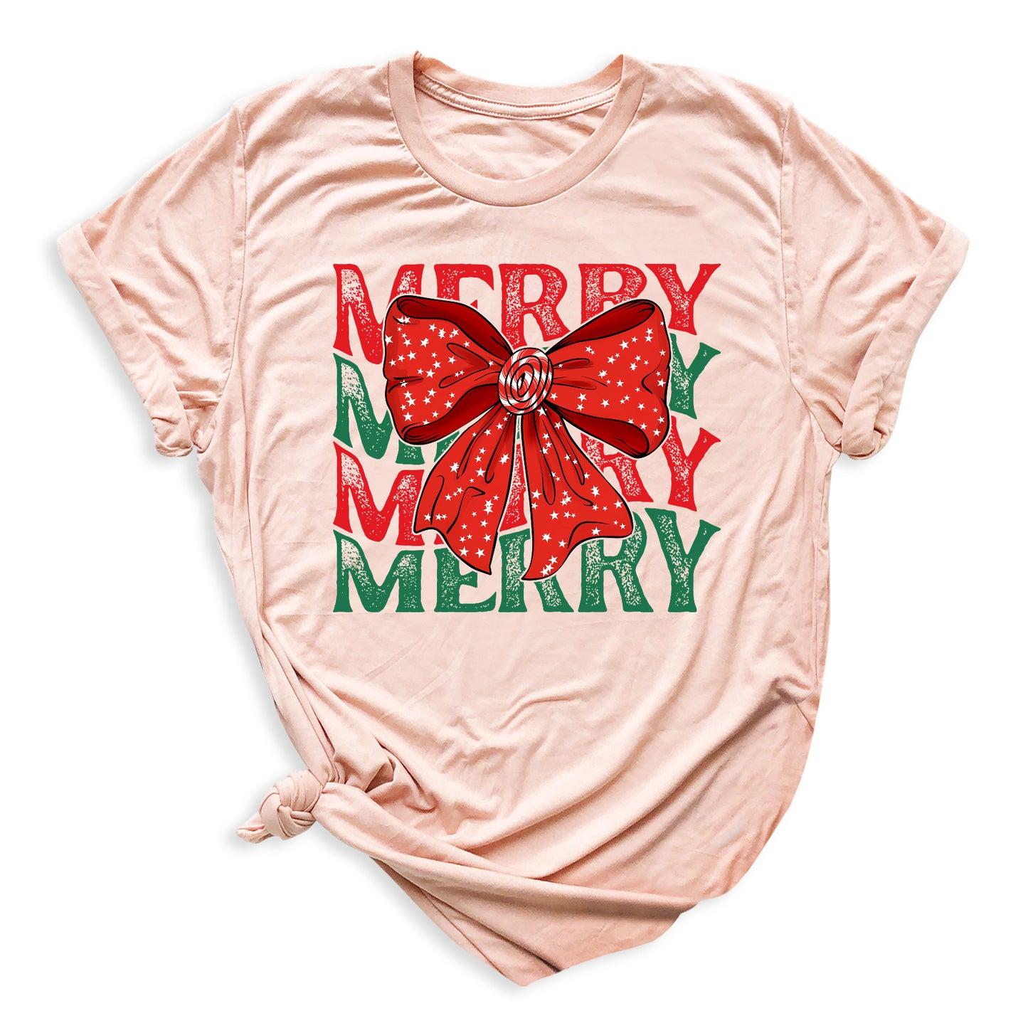 Merry Christmas Bow Shirt β Cute Coquette Holiday Tee for Women & Girls, Festive Family Xmas Top