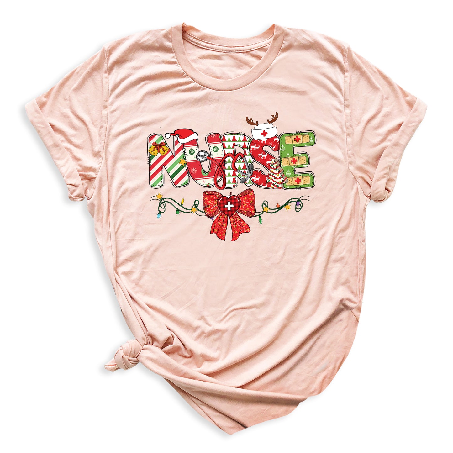 Christmas Nurse Shirt – Nursing Santa Hat Tee, Cute Xmas Bow Top, Nurse Appreciation Holiday Gift