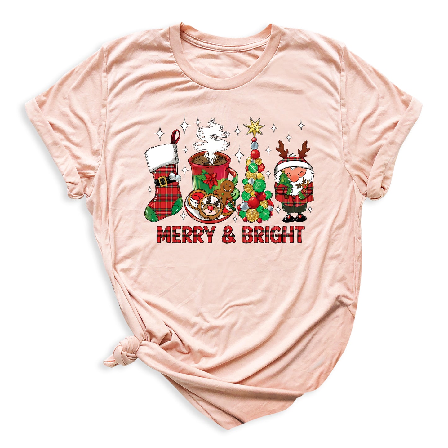 Merry and Bright Christmas Shirt – Women’s Holiday Tree Tee