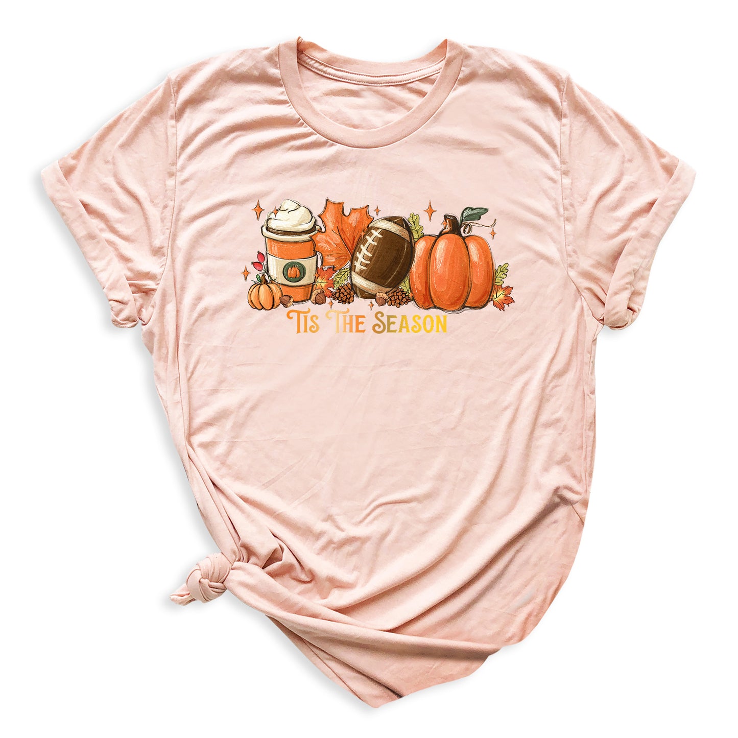 Tis The Season Fall Football Shirt – Pumpkin Coffee Autumn Vibes Tee