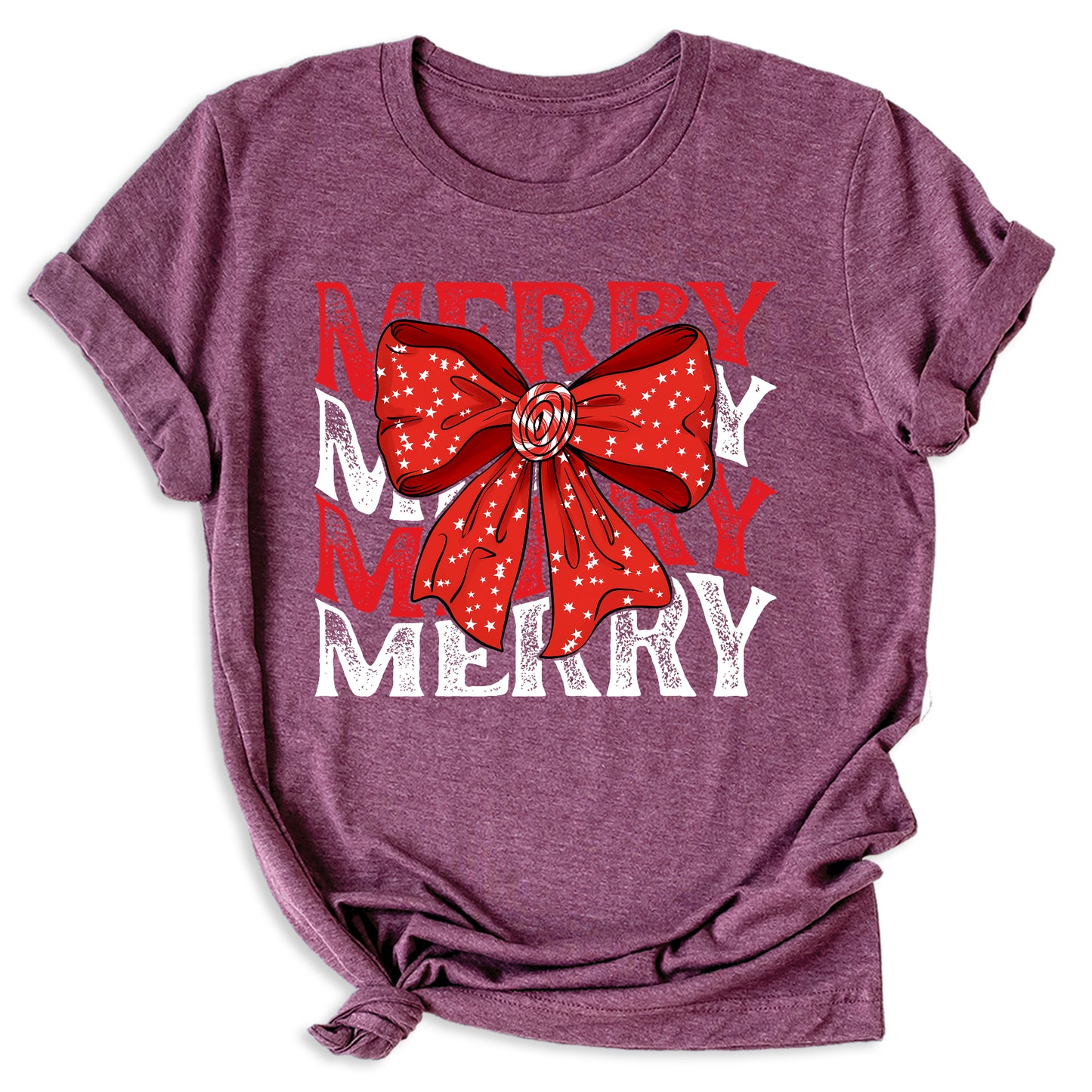 Merry Christmas Bow Shirt β Cute Coquette Holiday Tee for Women & Girls, Festive Family Xmas Top
