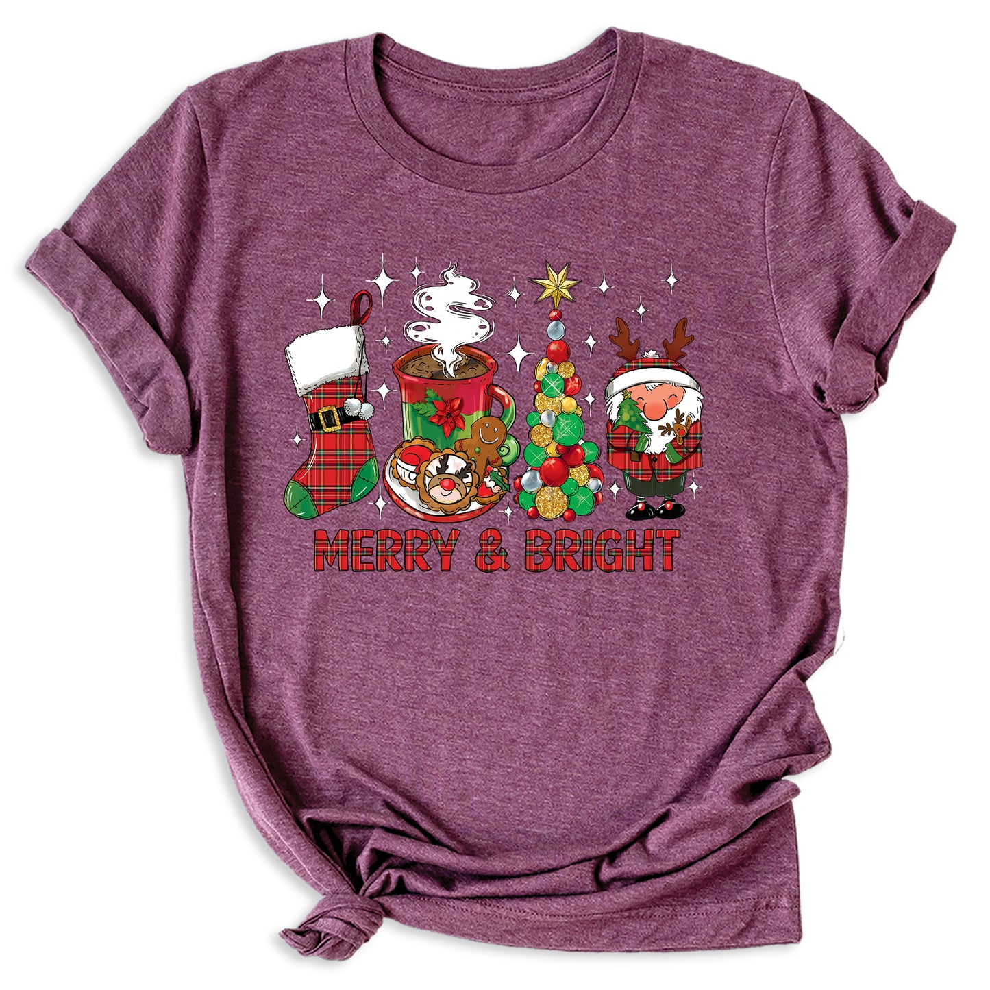 Merry and Bright Christmas Shirt – Women’s Holiday Tree Tee