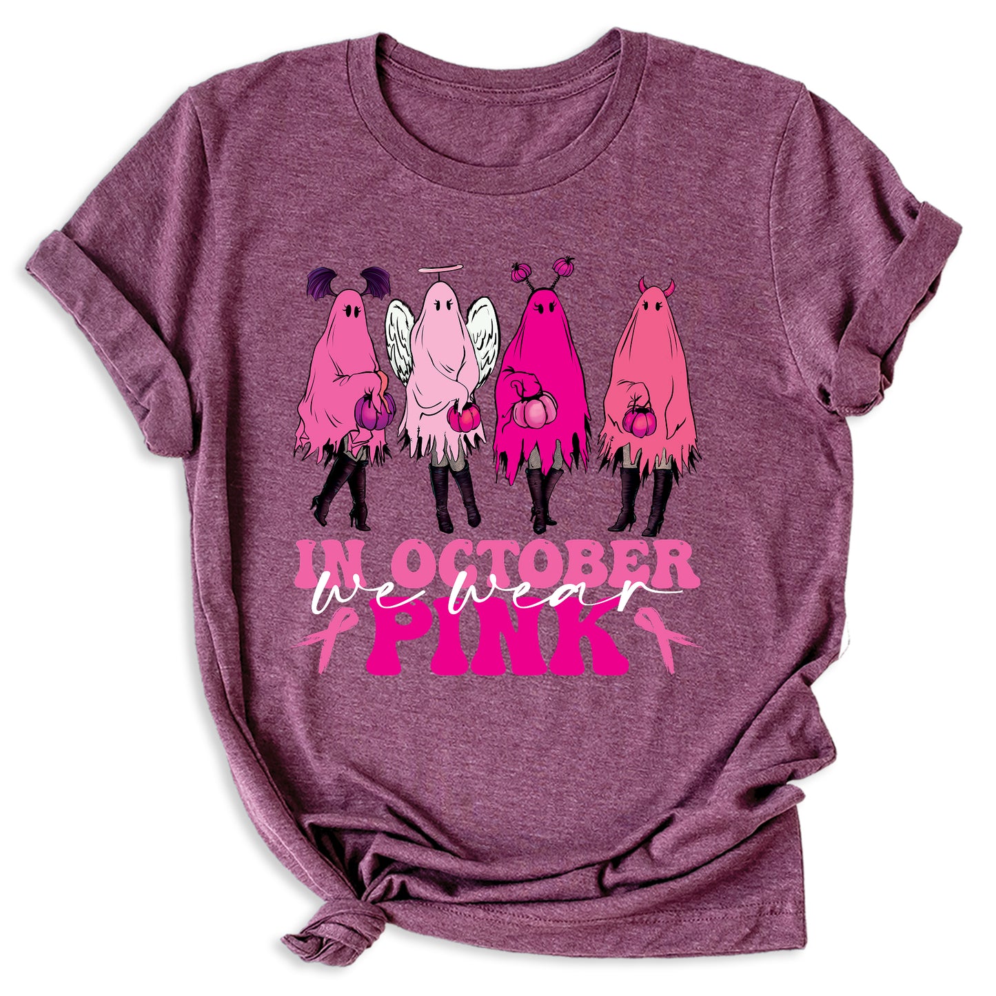 Breast Cancer Halloween Shirt – Pink Ghost Tee | Breast Cancer Awareness October Shirt