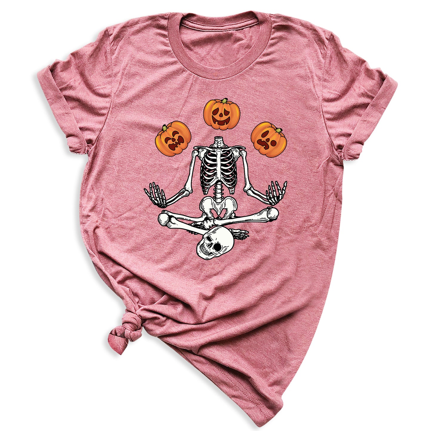 Funny Skeleton Yoga Halloween Shirt – Spooky Season Pumpkin Tee