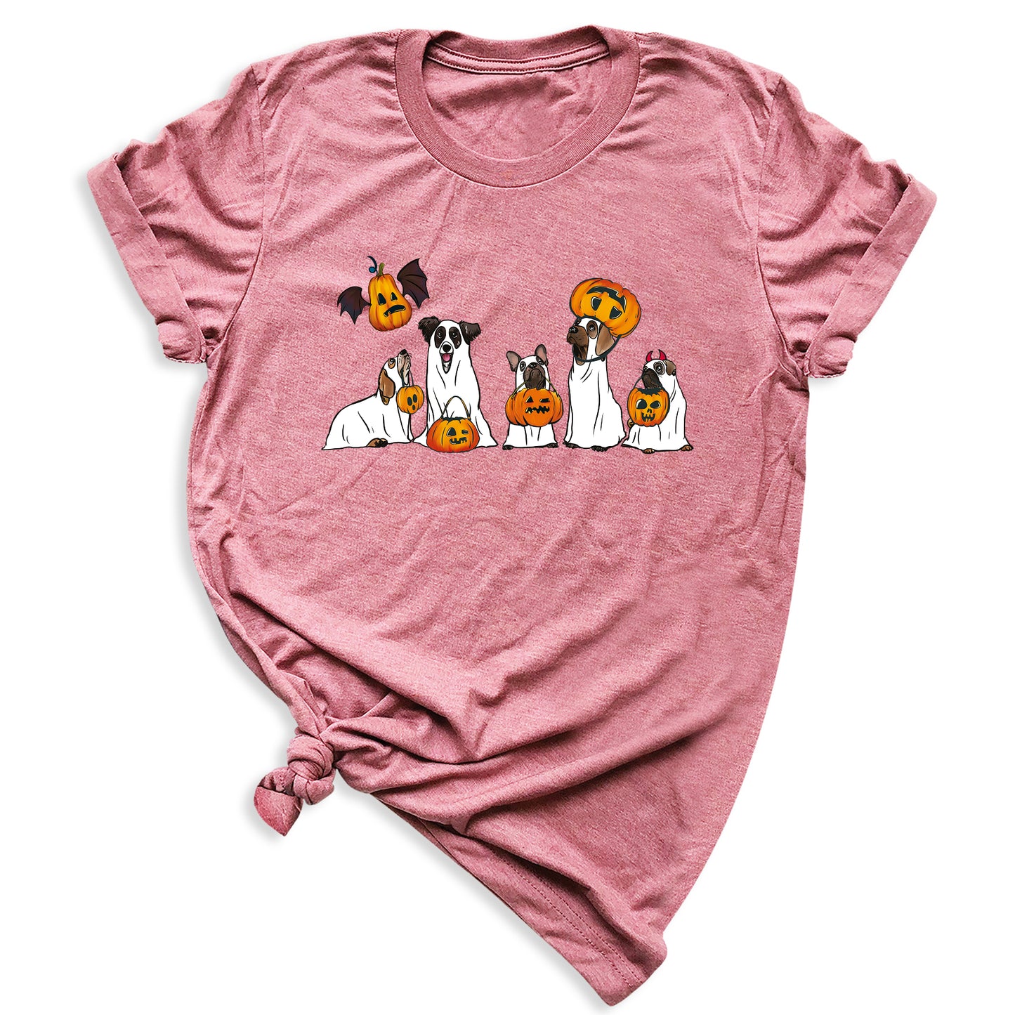 Halloween Ghost Dogs Shirt – Cute Dog Lover Tee for Women Men, Funny Pumpkin & Bat Halloween Top, Dog Mom Spooky Season Outfit