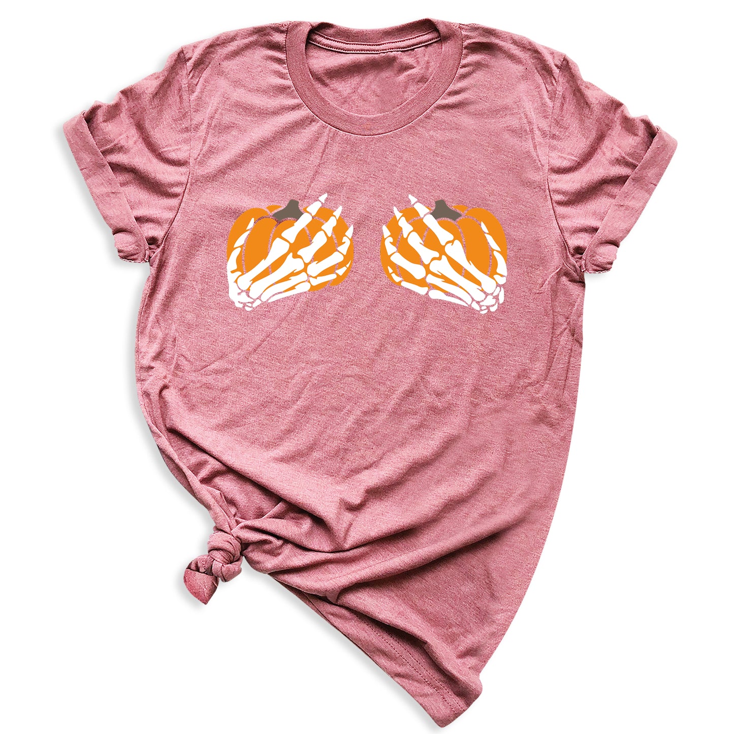 Skeleton Hand Bra Pumpkin Shirt – Funny Halloween Tee | Women’s Spooky Season Shirt
