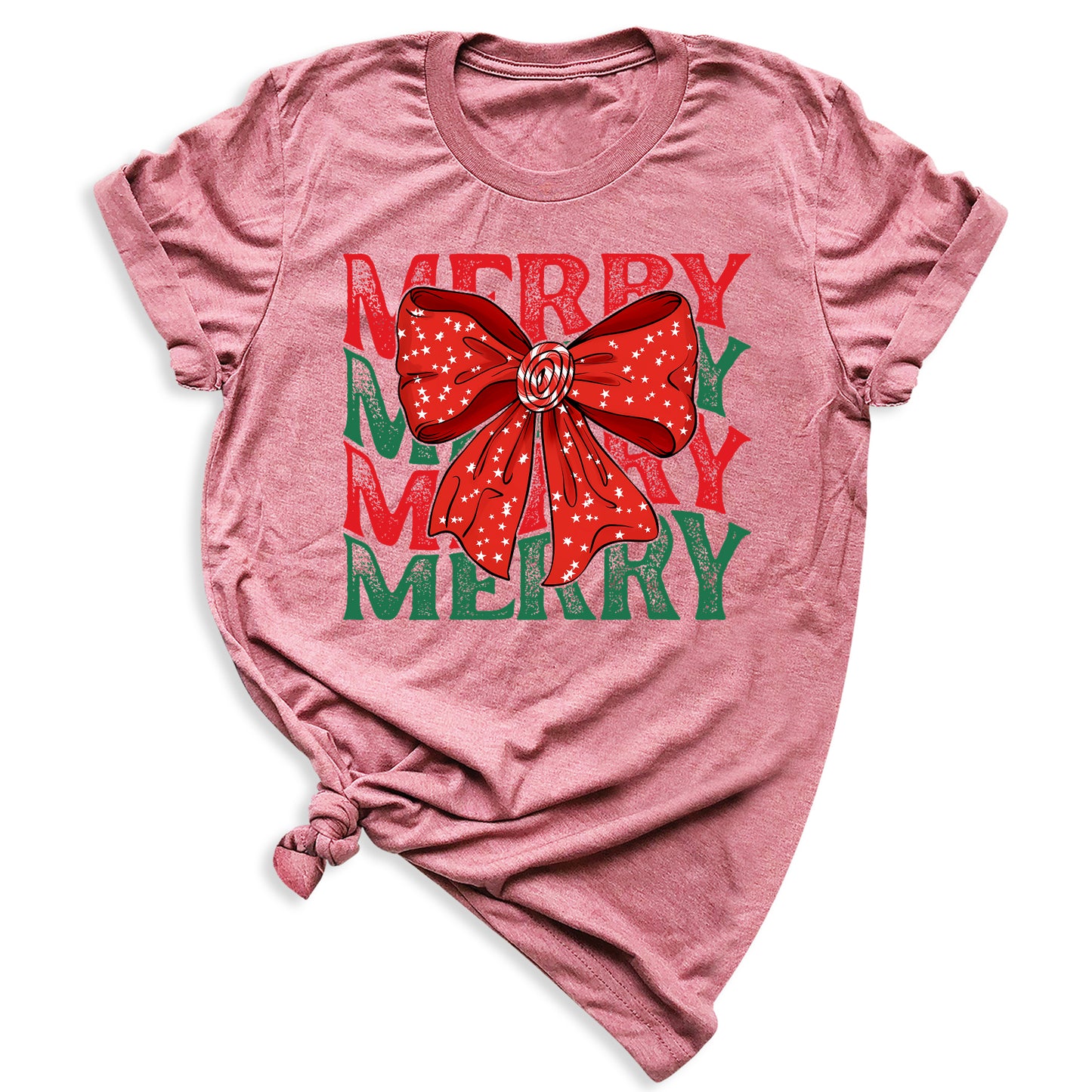 Merry Christmas Bow Shirt β Cute Coquette Holiday Tee for Women & Girls, Festive Family Xmas Top
