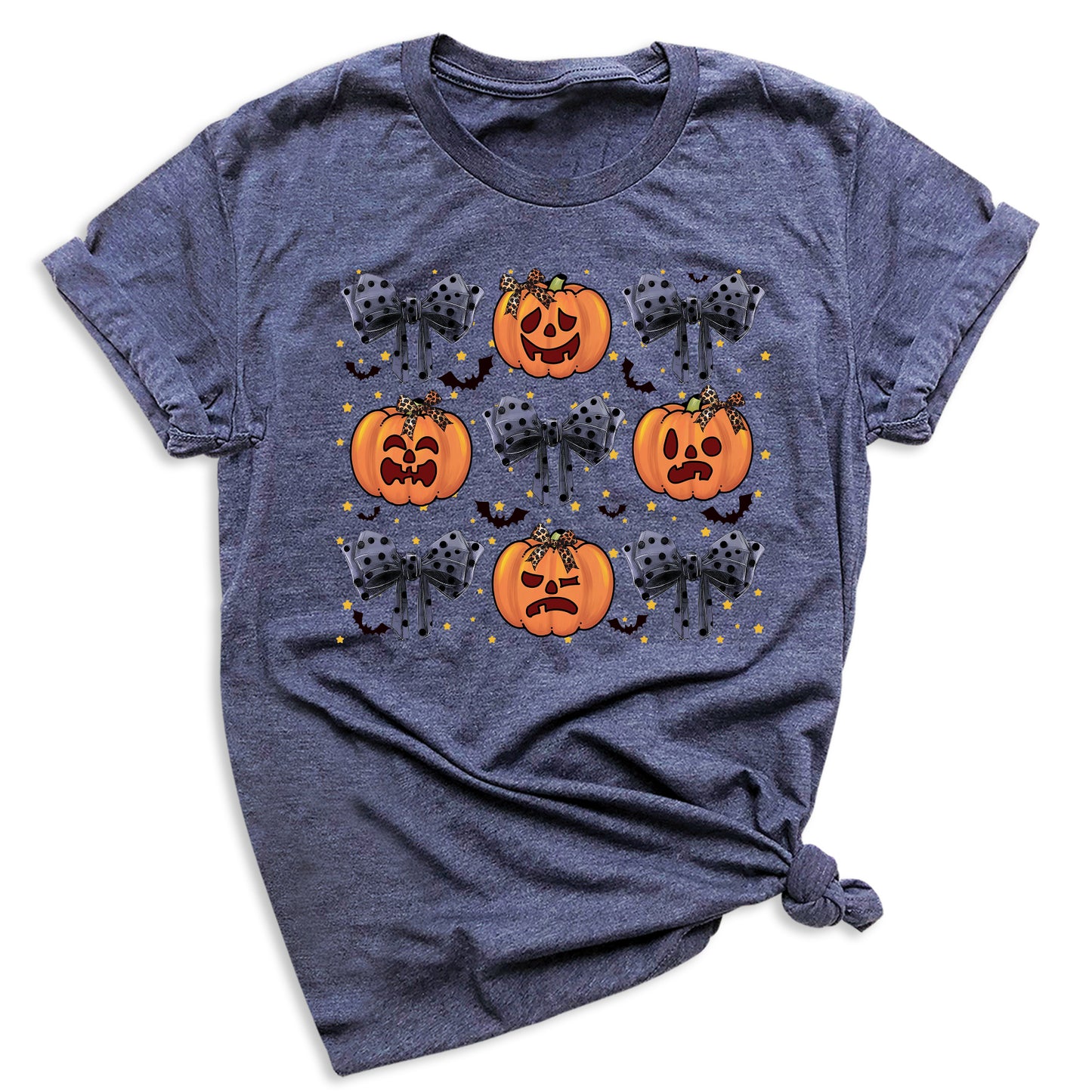 Funny Halloween Pumpkin Face Shirt – Coquette Bow Spooky Season Tee