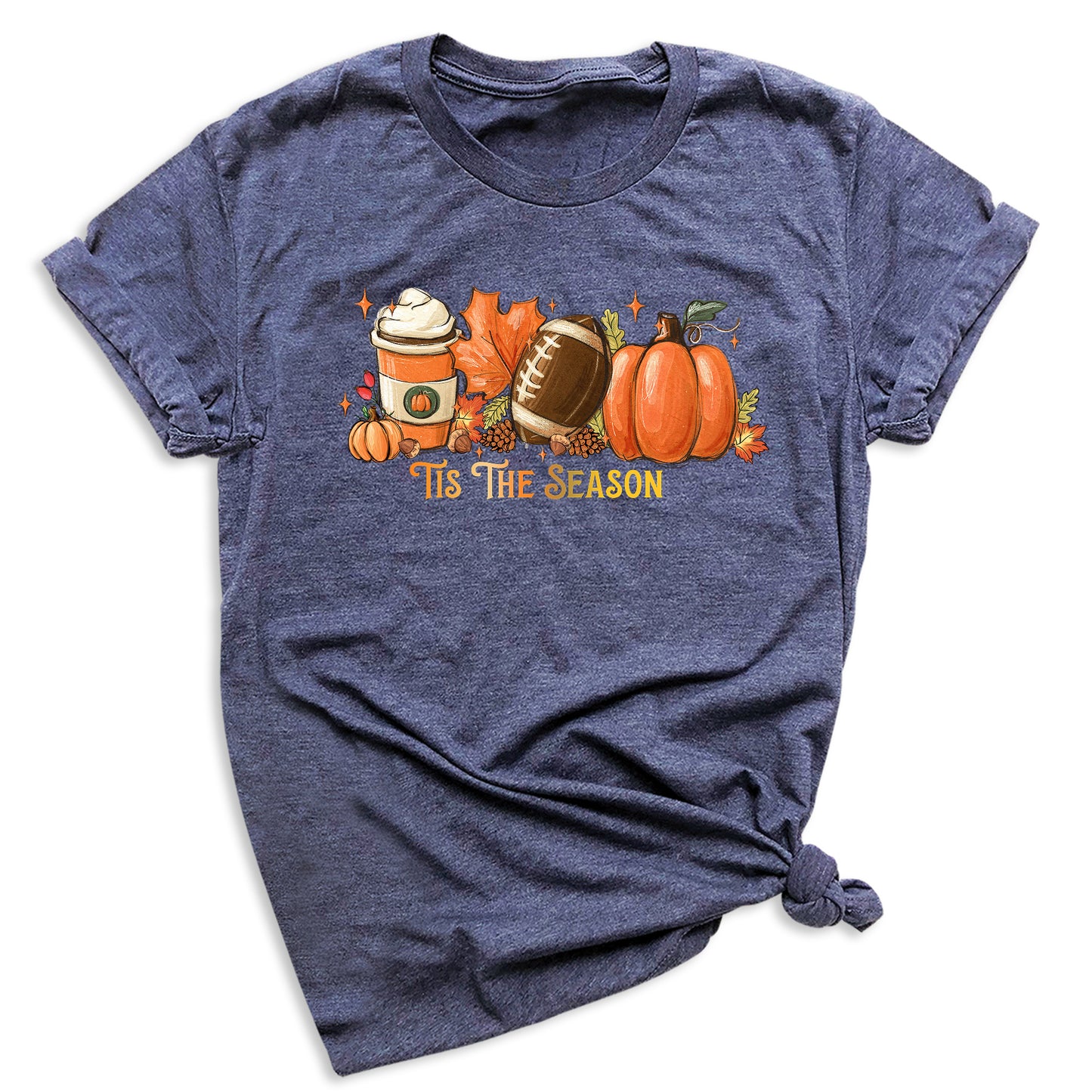 Tis The Season Fall Football Shirt – Pumpkin Coffee Autumn Vibes Tee