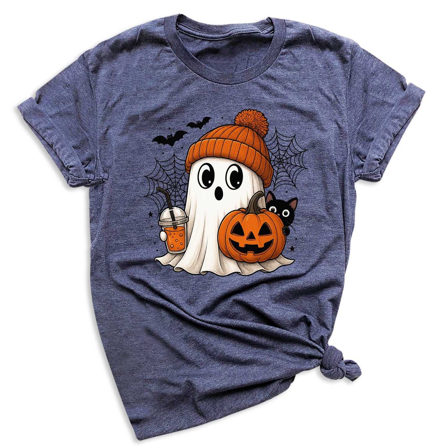 Halloween Ghost and Drink T-Shirt – Pumpkin & Spooky Season Tee