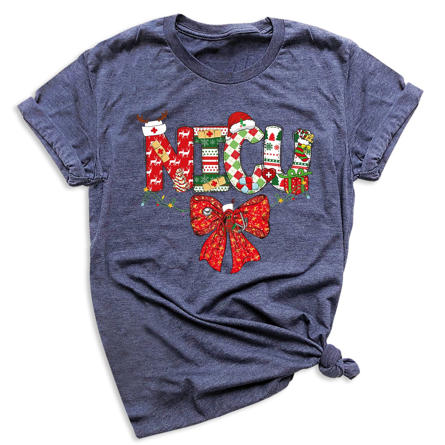 Christmas NICU Nurse Shirt – ICU Holiday Tee, Nursing Santa Hat & Bow Shirt, Merry Xmas Nurse Top