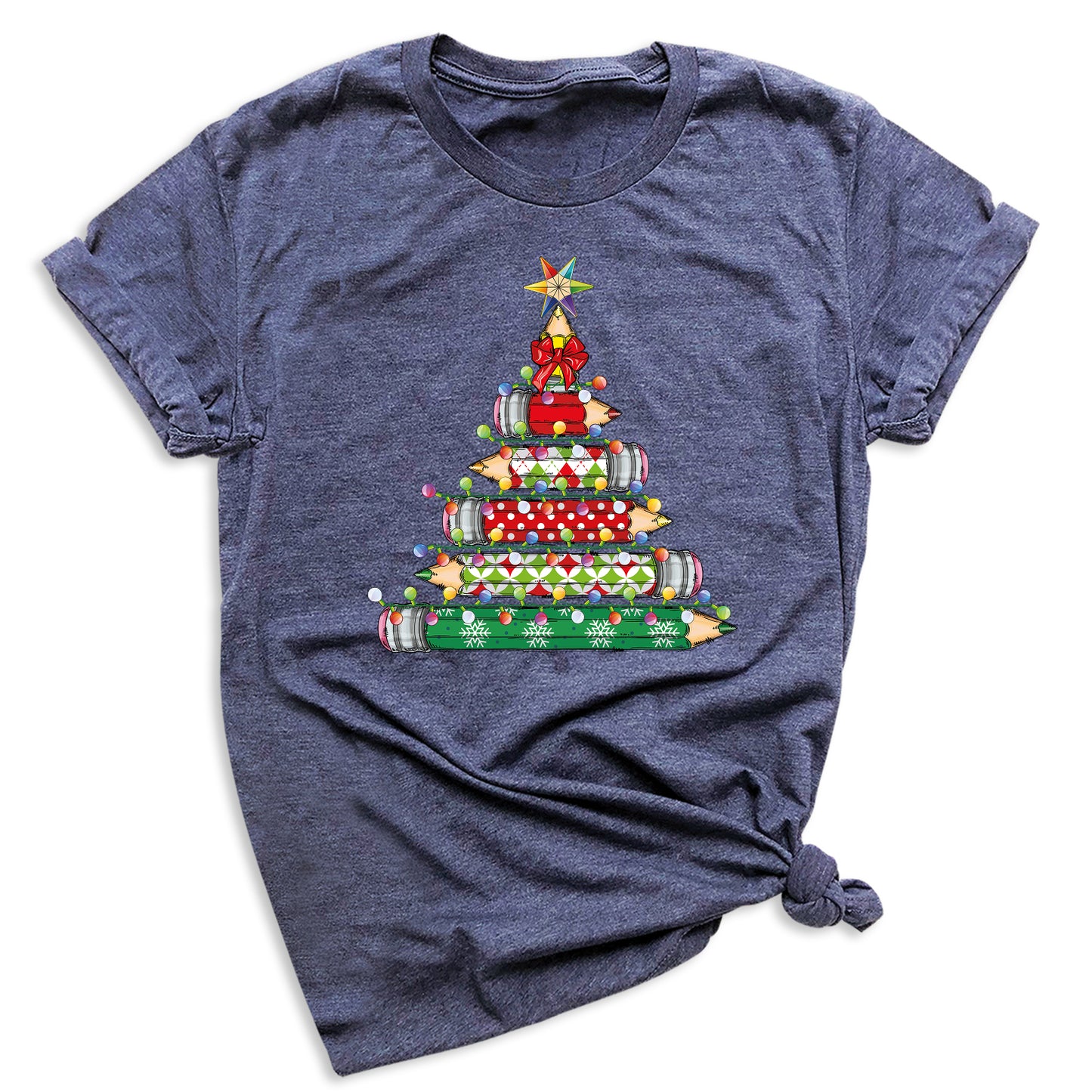 Christmas Pencil Tree Shirt – Teacher Holiday Tee, Cute School Xmas Top for Women & Students