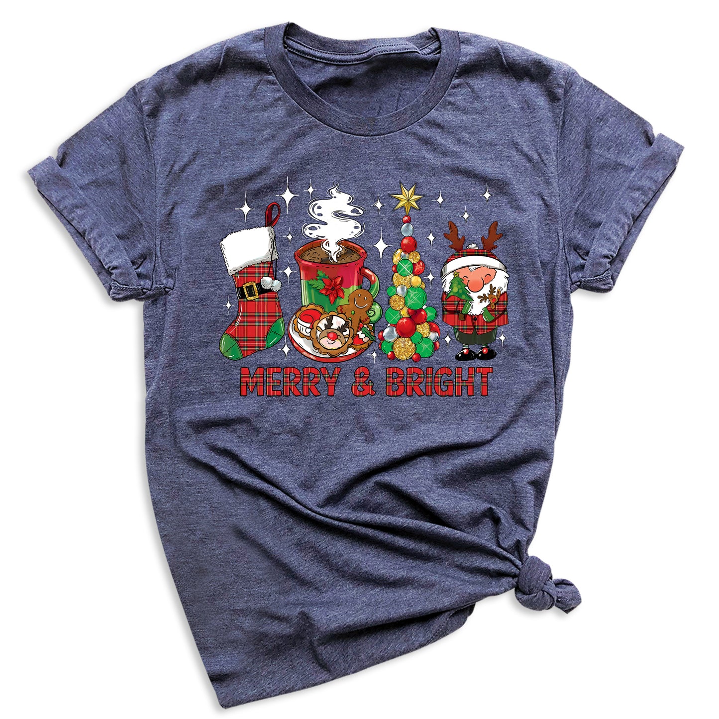 Merry and Bright Christmas Shirt – Women’s Holiday Tree Tee