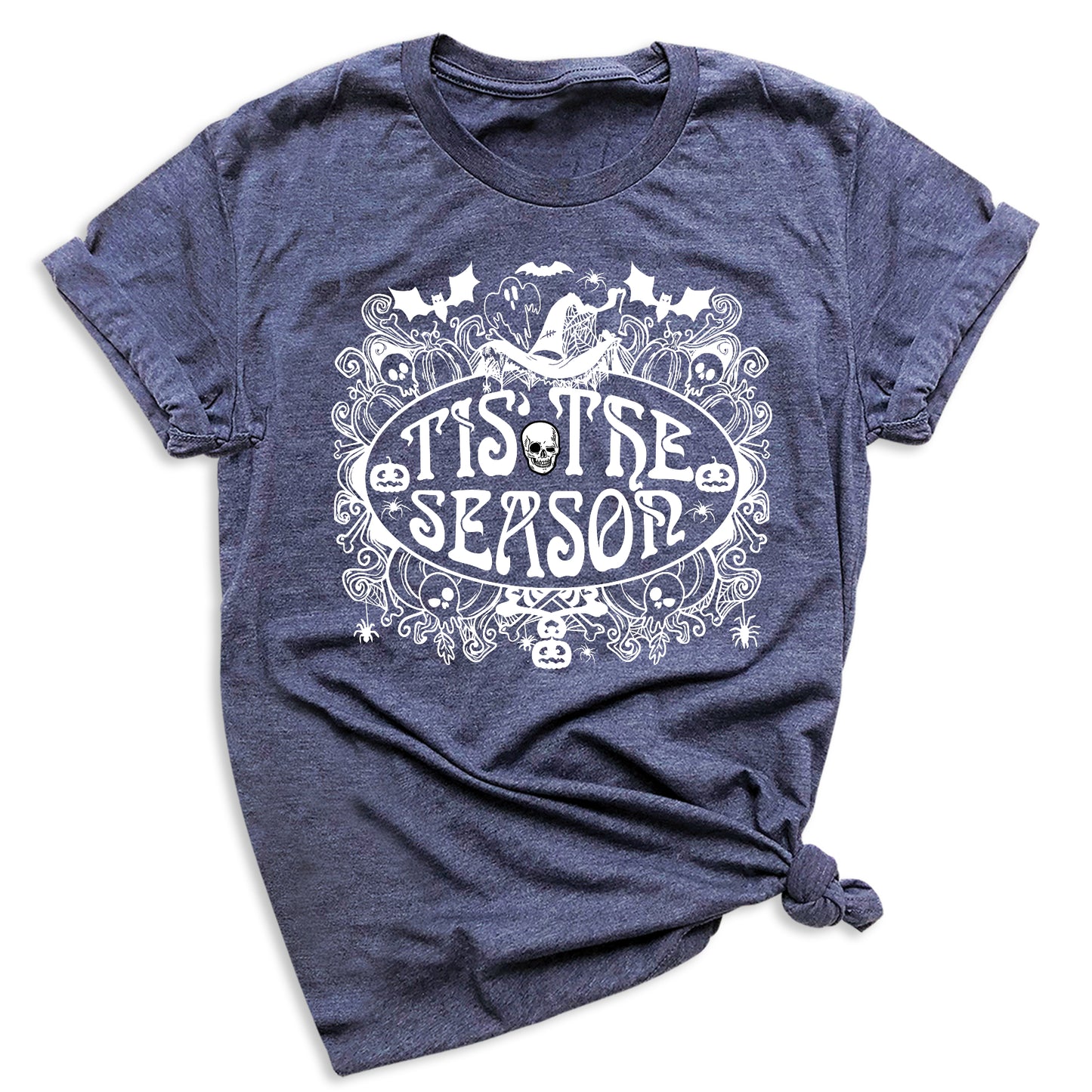 Tis the Season Halloween Shirt – Skull & Ghost Tee | Spooky Season Party Shirt