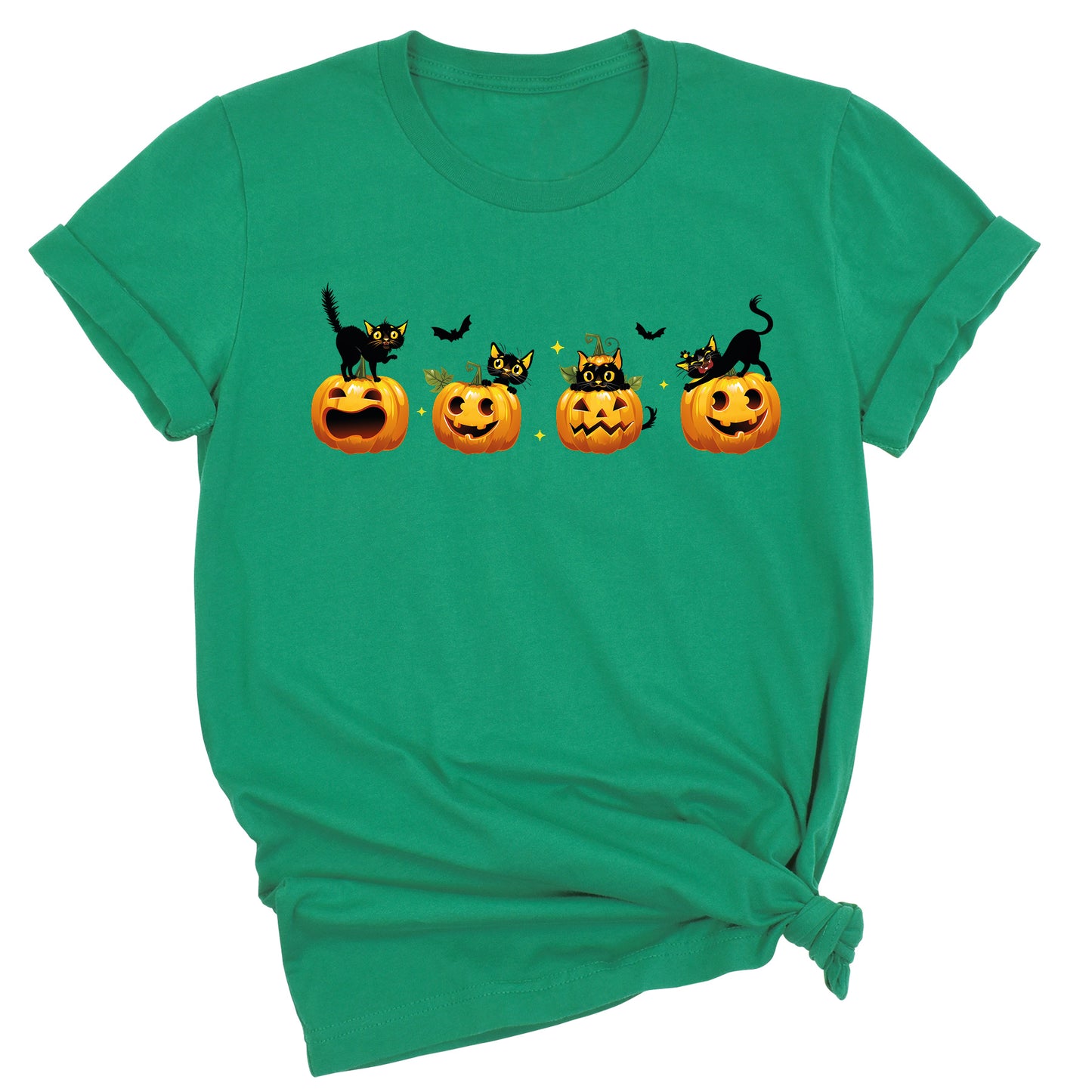 Halloween Pumpkin Cat Shirt โ Cute Fall Shirt, Pumpkin Face Tee, Spooky Season Shirt for Halloween Party & Autumn Outfits