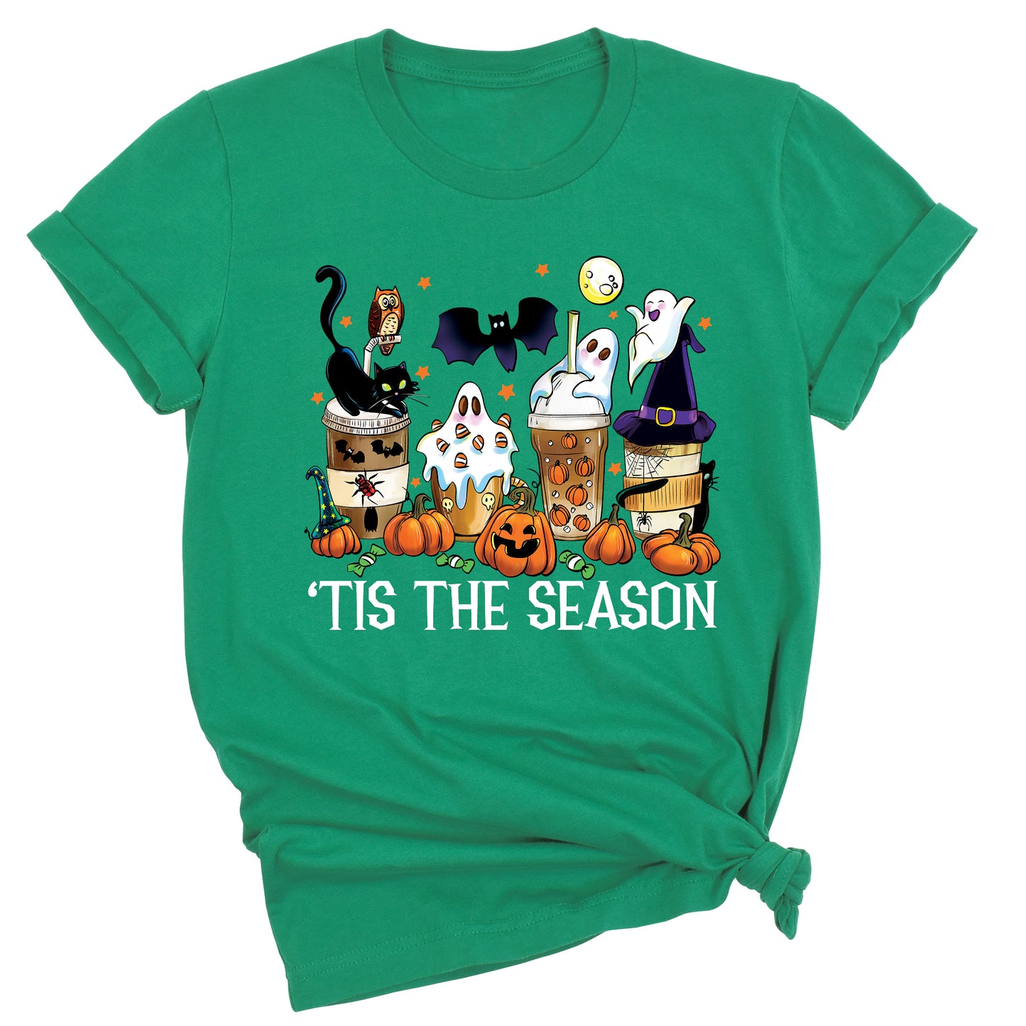 Tis The Season Halloween Coffee Shirt – Funny Fall Shirt for Women, Cute Pumpkin Coffee Tee, Autumn Halloween Gift
