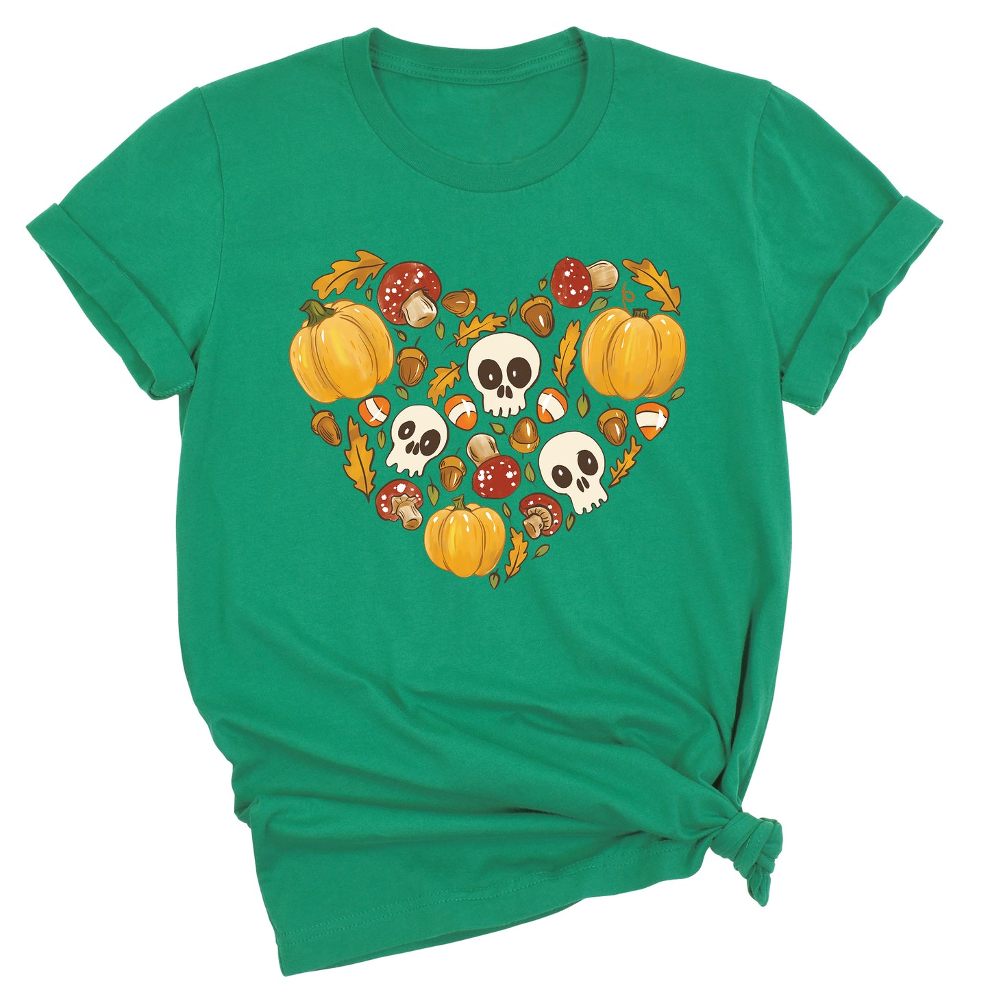 Heart Skull Halloween Shirt – Fall Season Tee for Women Men | Autumn Pumpkin Patch Outfit
