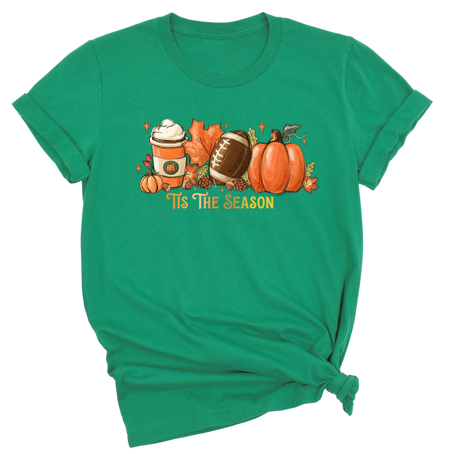 Tis The Season Fall Football Shirt – Pumpkin Coffee Autumn Vibes Tee