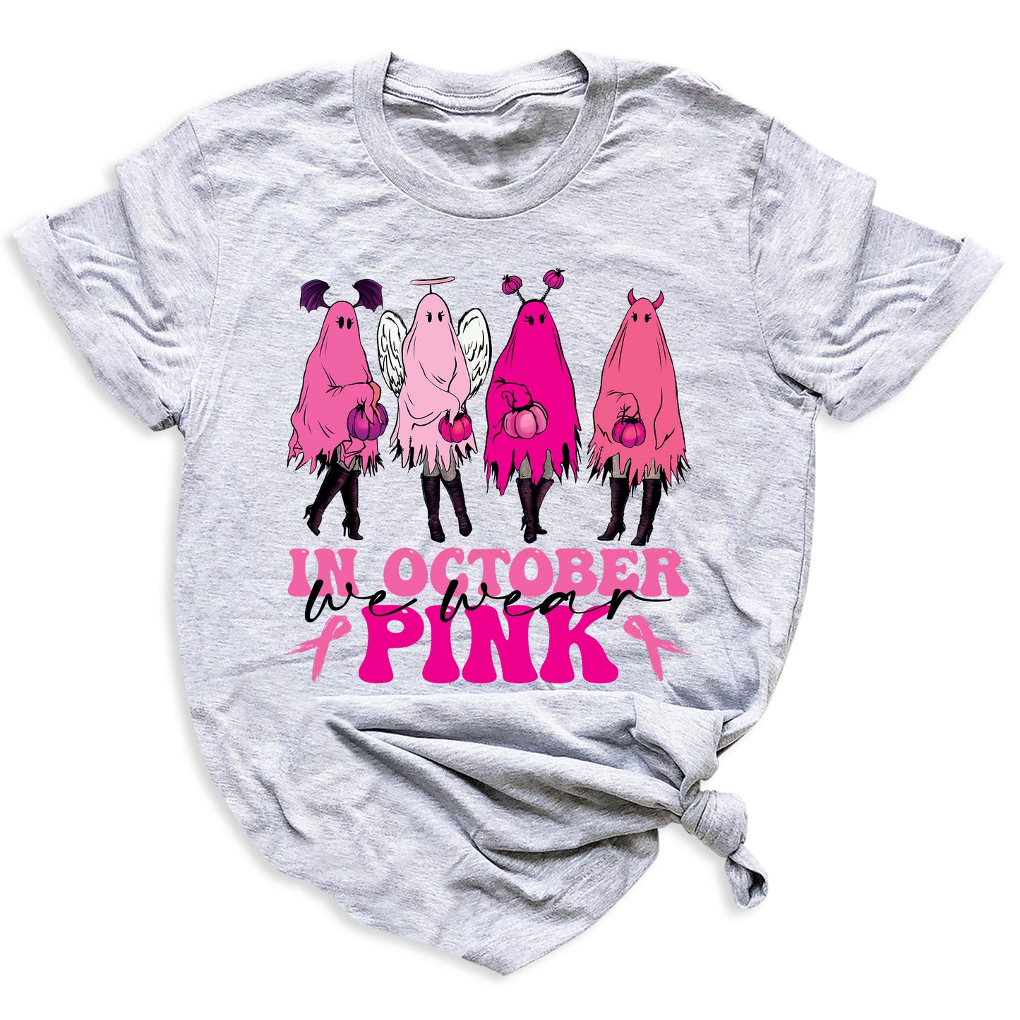 Breast Cancer Halloween Shirt – Pink Ghost Tee | Breast Cancer Awareness October Shirt