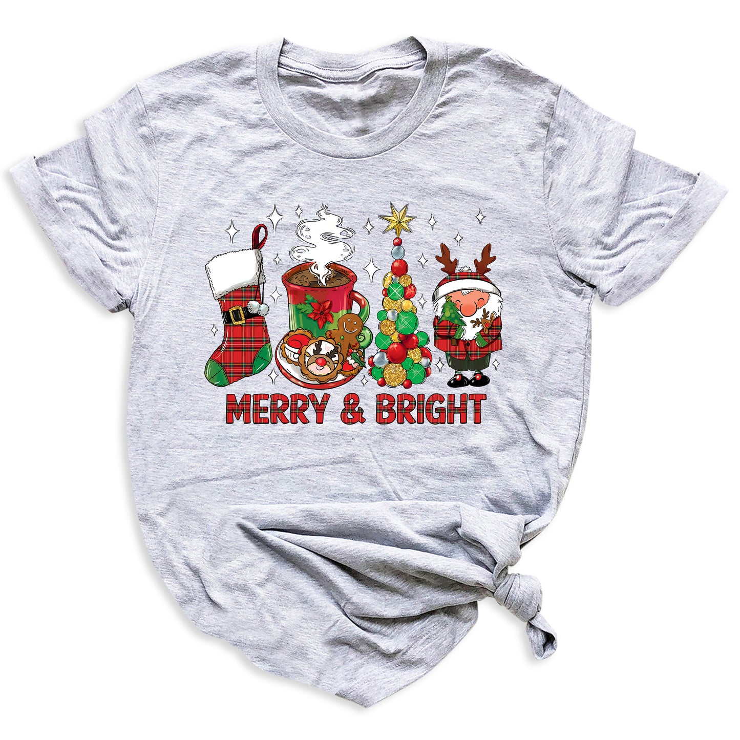 Merry and Bright Christmas Shirt – Women’s Holiday Tree Tee