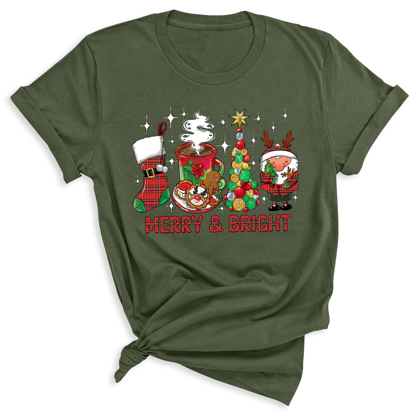 Merry and Bright Christmas Shirt – Women’s Holiday Tree Tee
