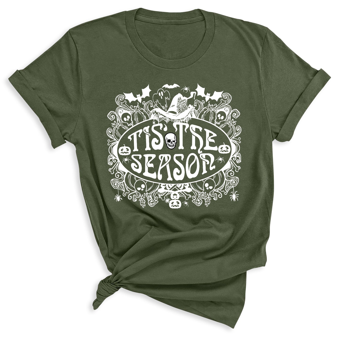 Tis the Season Halloween Shirt – Skull & Ghost Tee | Spooky Season Party Shirt