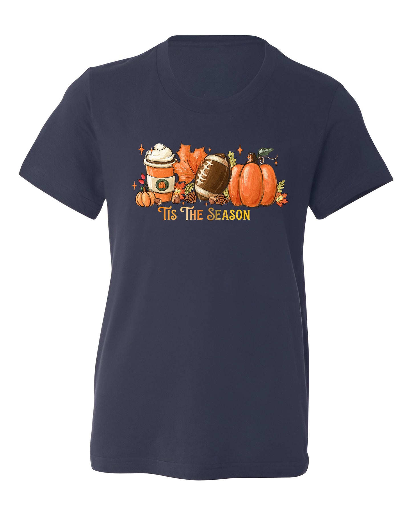 Tis The Season Fall Football Shirt – Pumpkin Coffee Autumn Vibes Tee