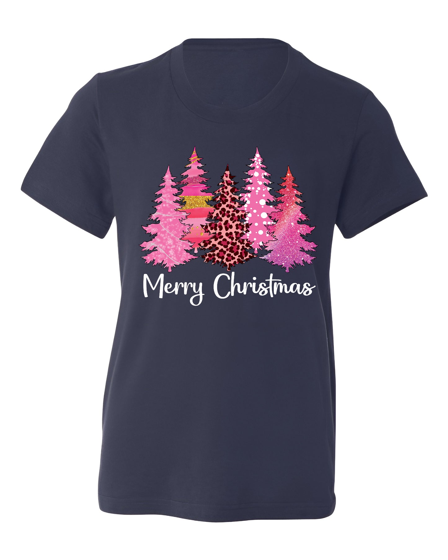 Merry Christmas Tree Shirt for Women – Pink Leopard Print Holiday Tee, Cute Winter Outfit, Ladies Christmas Party Top