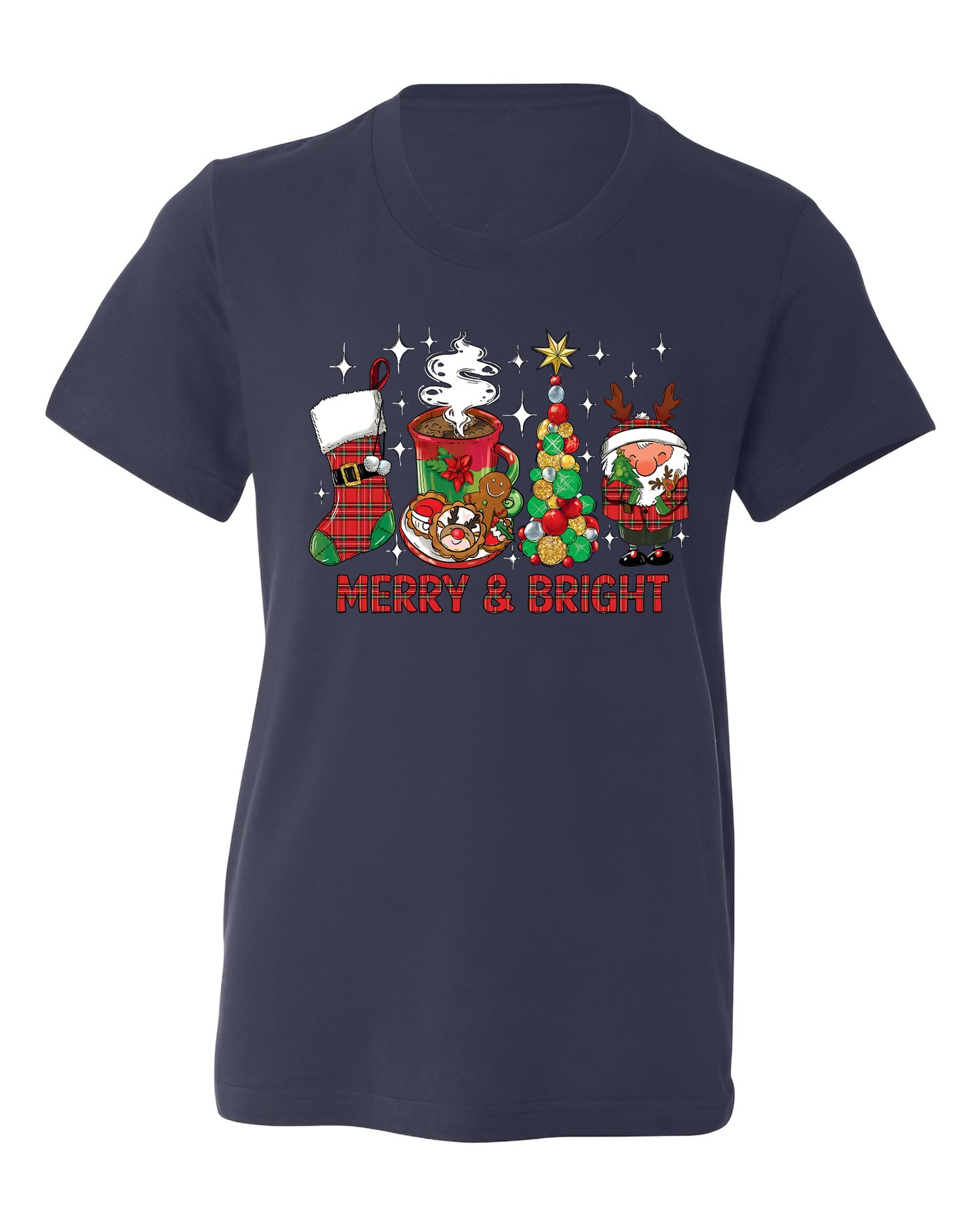 Merry and Bright Christmas Shirt – Women’s Holiday Tree Tee