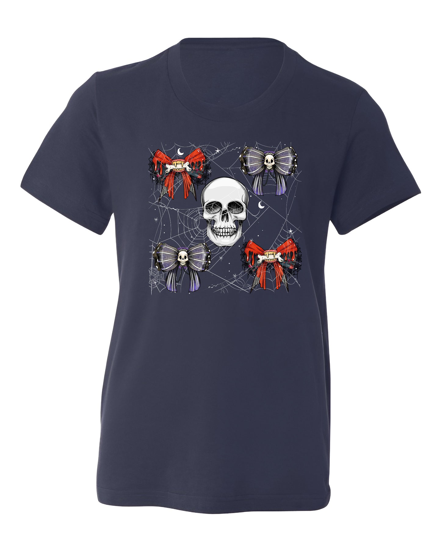 Halloween Skeleton Shirt with Bow – Halloween Party Tee for Girls