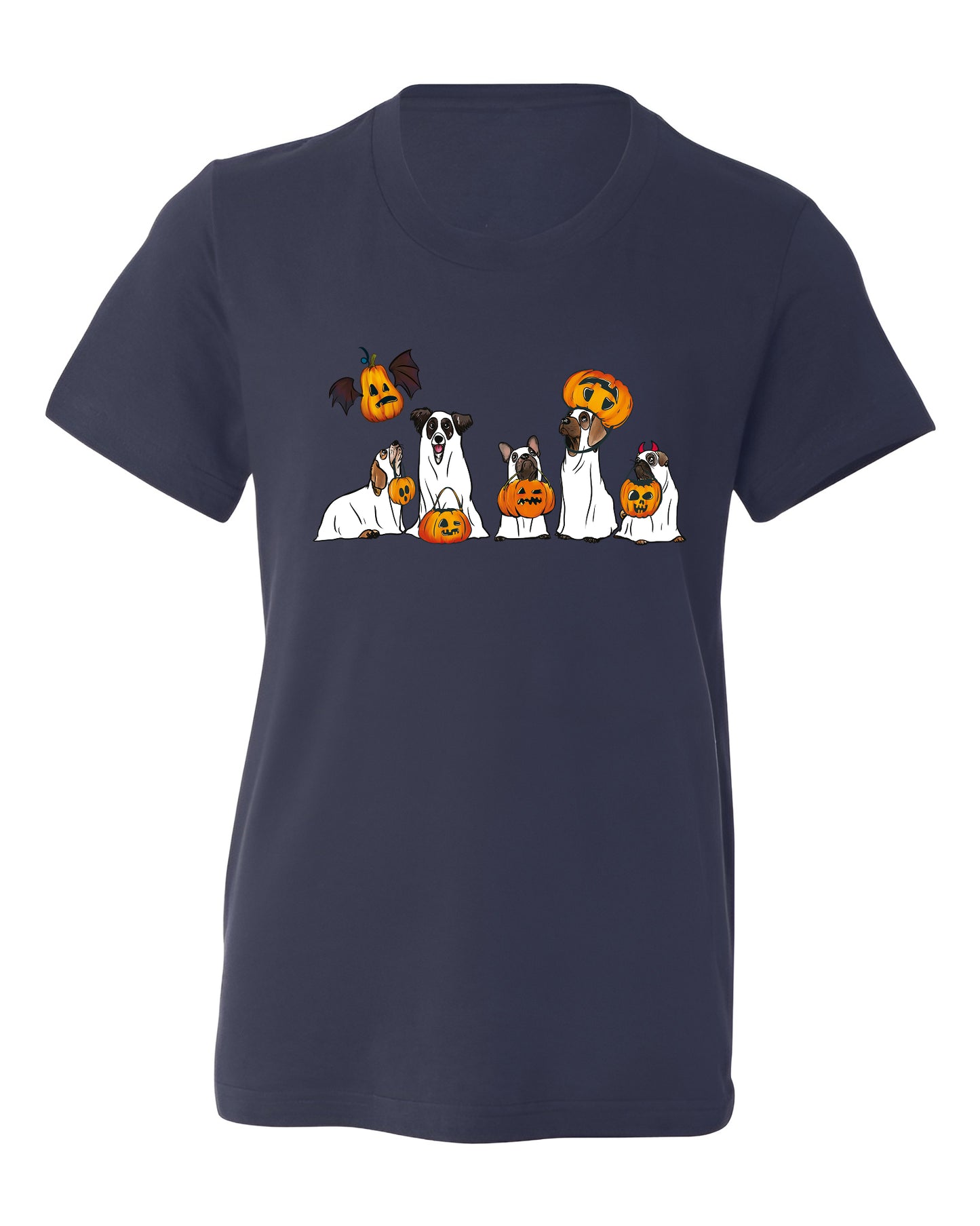 Halloween Ghost Dogs Shirt – Cute Dog Lover Tee for Women Men, Funny Pumpkin & Bat Halloween Top, Dog Mom Spooky Season Outfit