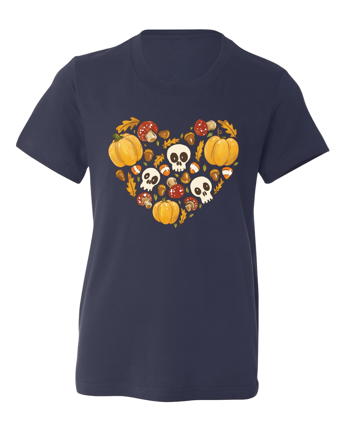 Heart Skull Halloween Shirt – Fall Season Tee for Women Men | Autumn Pumpkin Patch Outfit