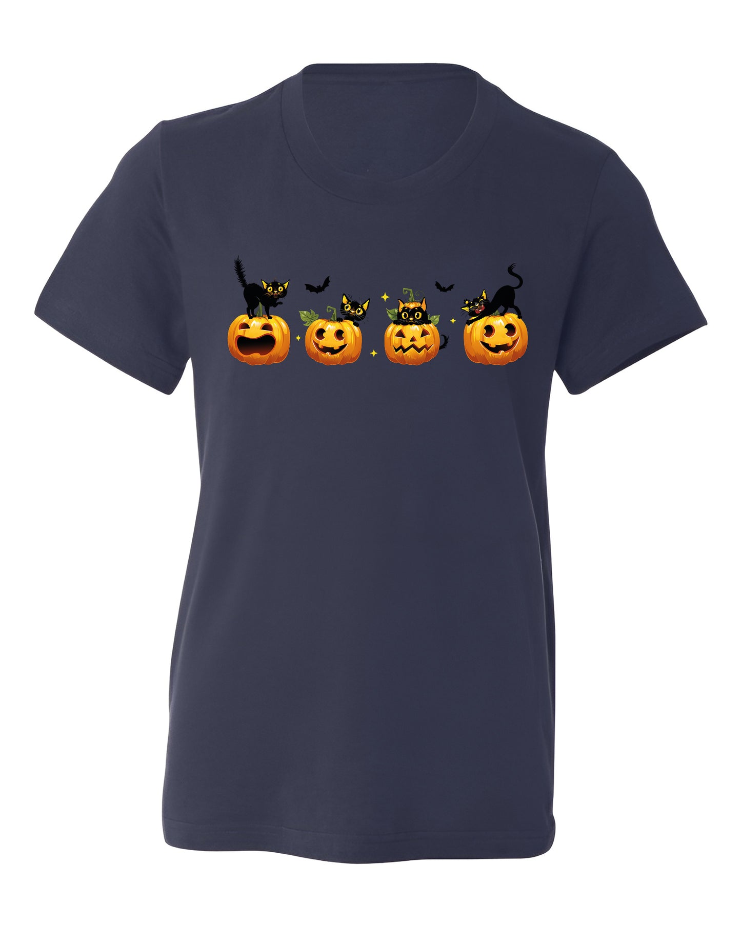 Halloween Pumpkin Cat Shirt โ Cute Fall Shirt, Pumpkin Face Tee, Spooky Season Shirt for Halloween Party & Autumn Outfits