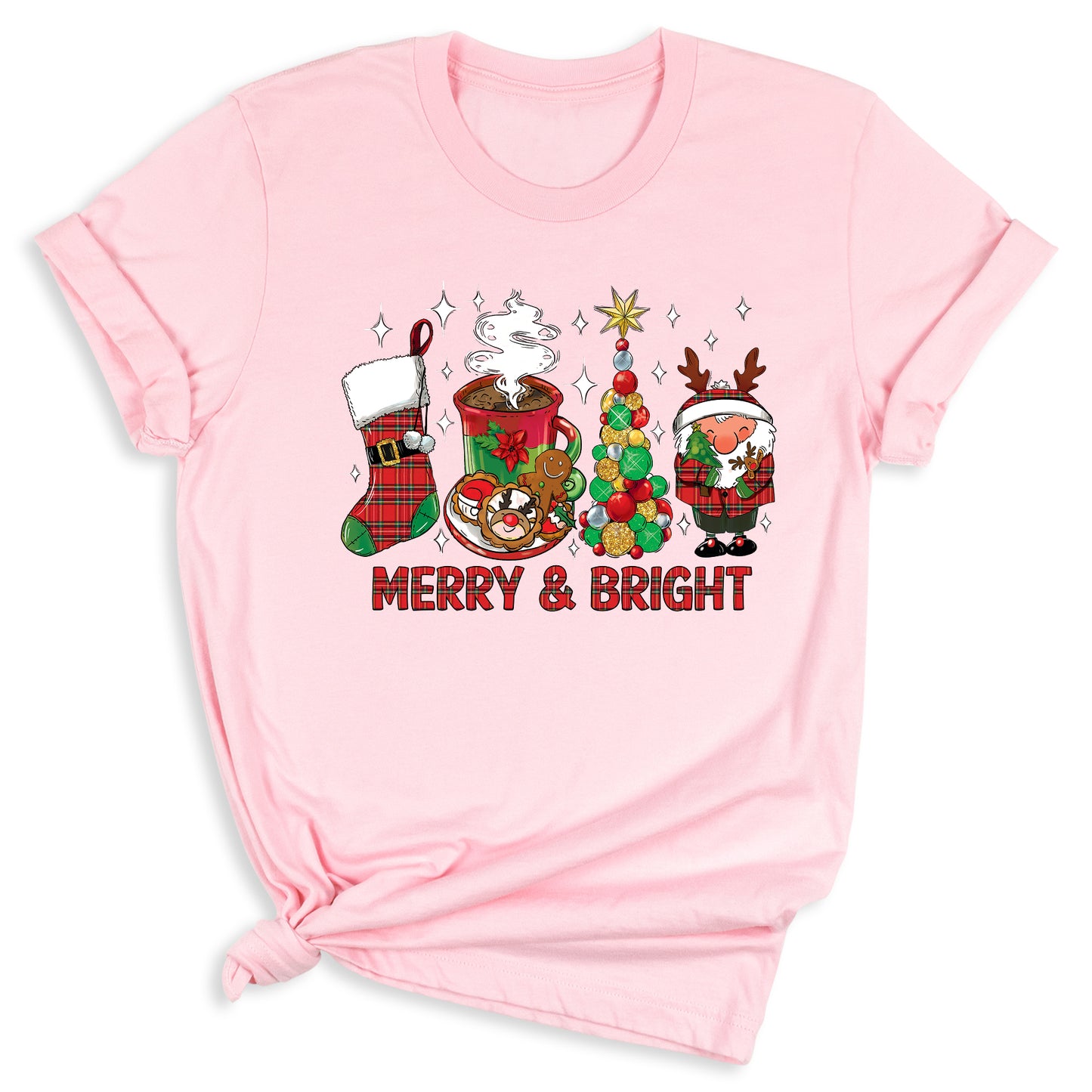 Merry and Bright Christmas Shirt – Women’s Holiday Tree Tee