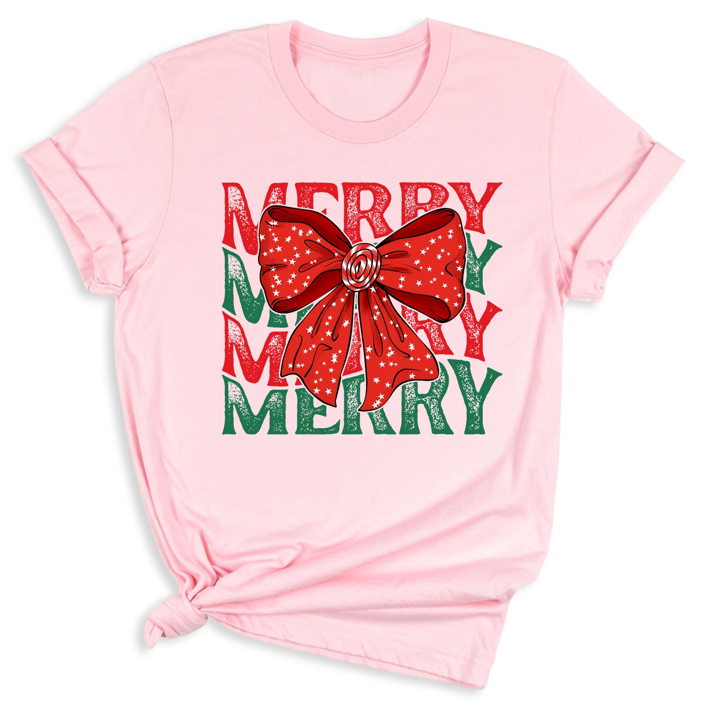 Merry Christmas Bow Shirt β Cute Coquette Holiday Tee for Women & Girls, Festive Family Xmas Top