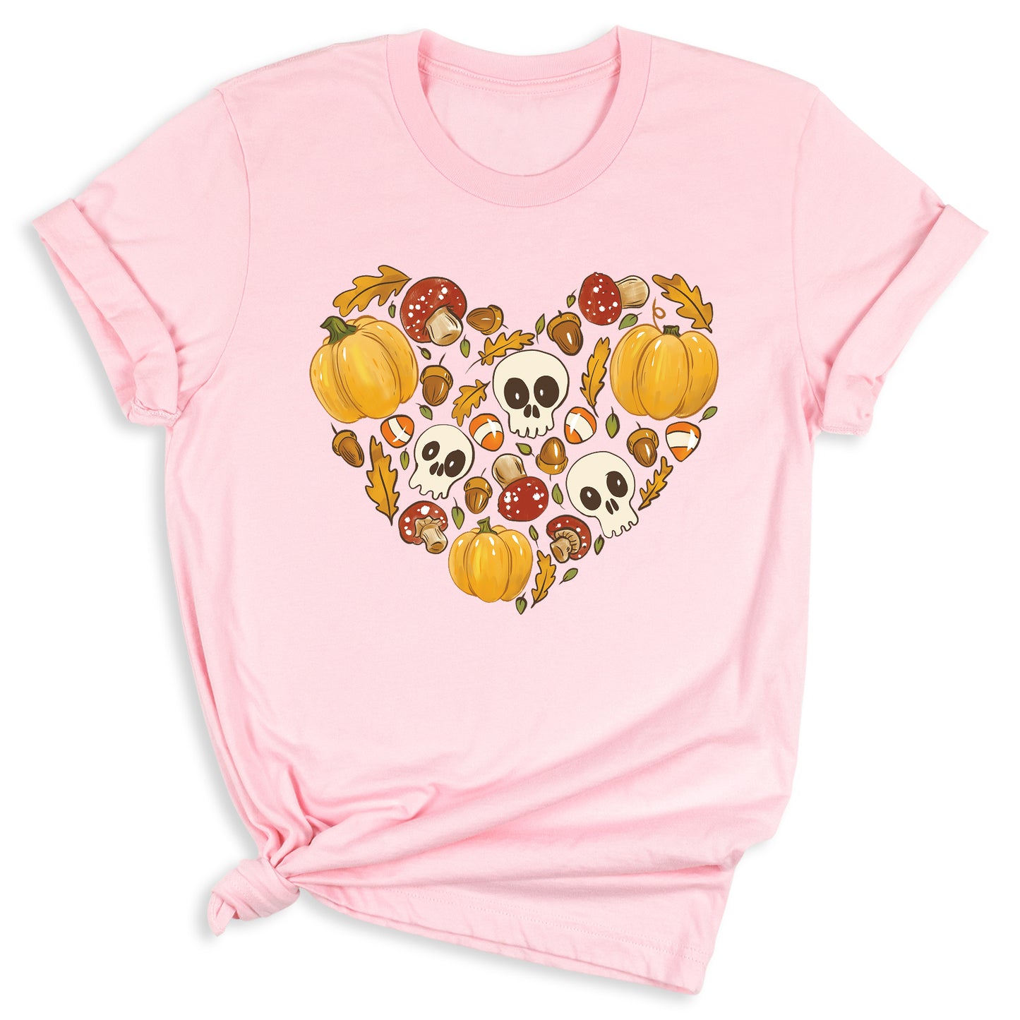 Heart Skull Halloween Shirt – Fall Season Tee for Women Men | Autumn Pumpkin Patch Outfit