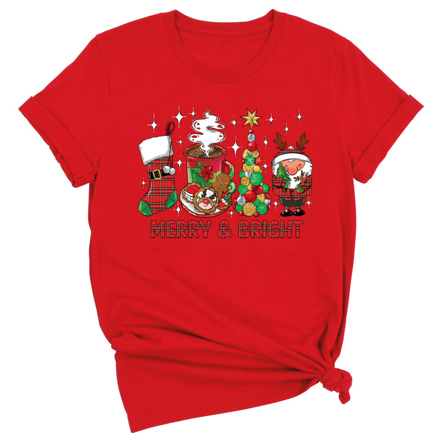 Merry and Bright Christmas Shirt – Women’s Holiday Tree Tee