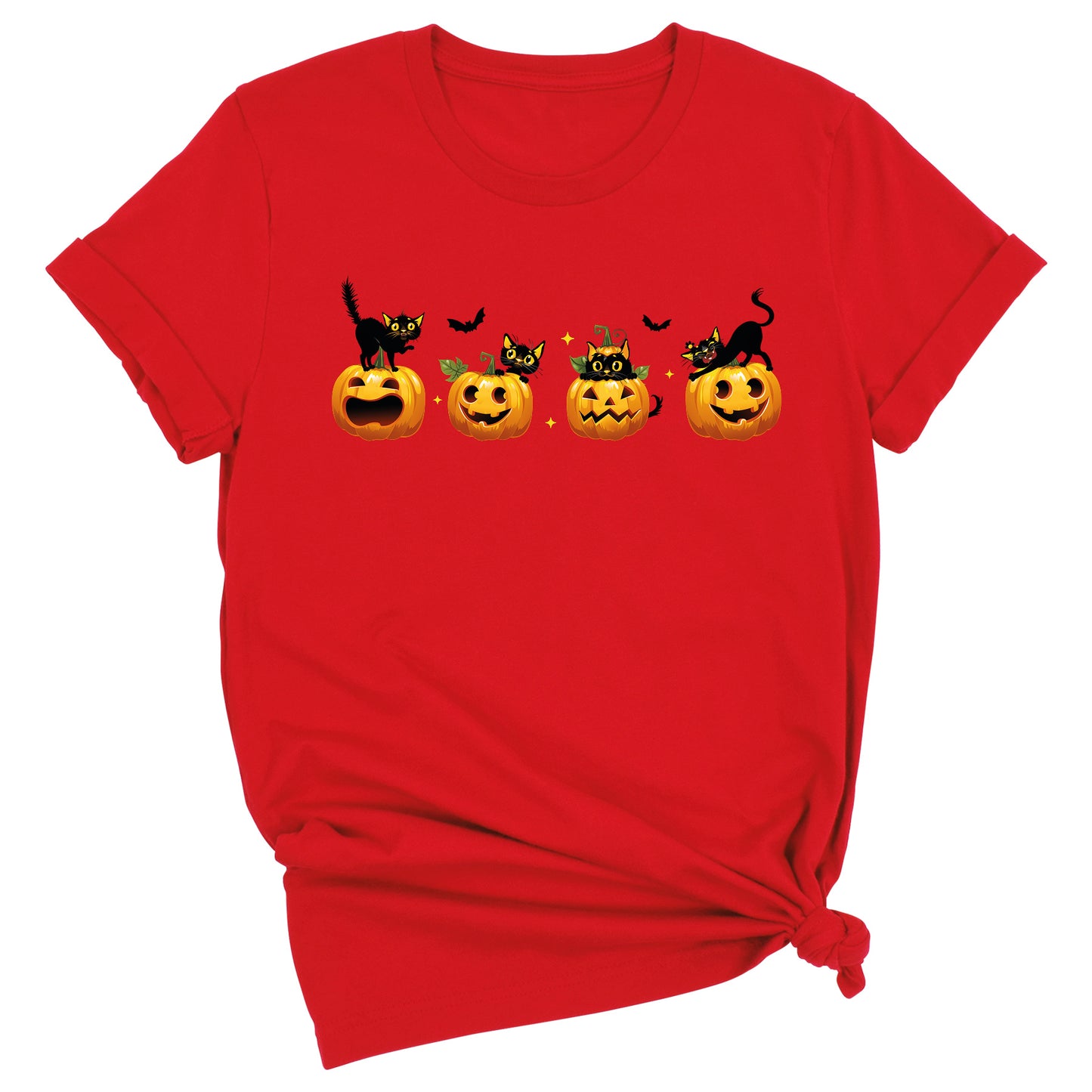 Halloween Pumpkin Cat Shirt โ Cute Fall Shirt, Pumpkin Face Tee, Spooky Season Shirt for Halloween Party & Autumn Outfits