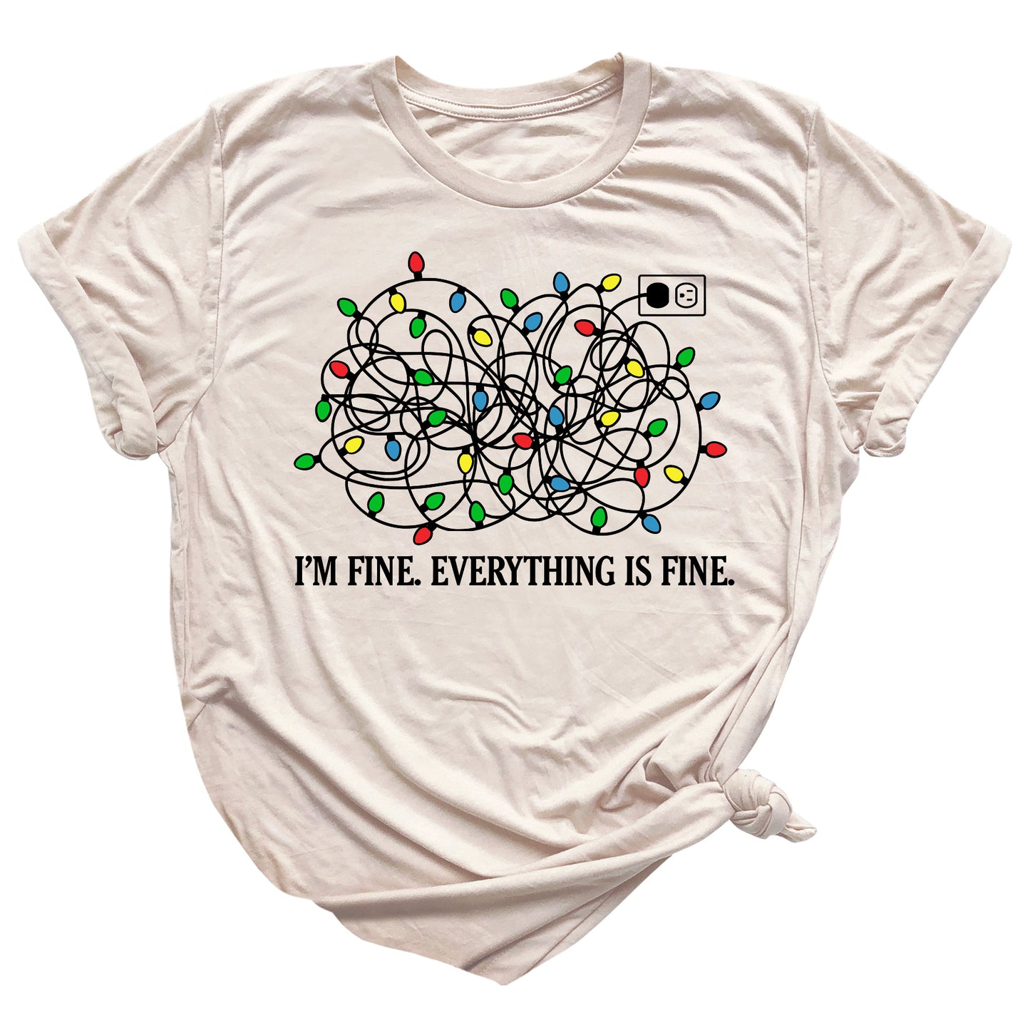 I’m Fine Everything is Fine Christmas Shirt – Tangled Lights Funny Holiday Tee