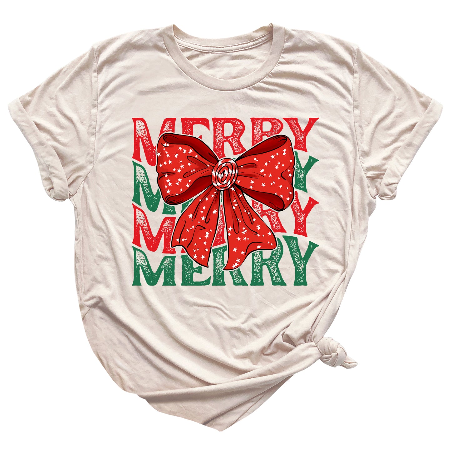Merry Christmas Bow Shirt β Cute Coquette Holiday Tee for Women & Girls, Festive Family Xmas Top