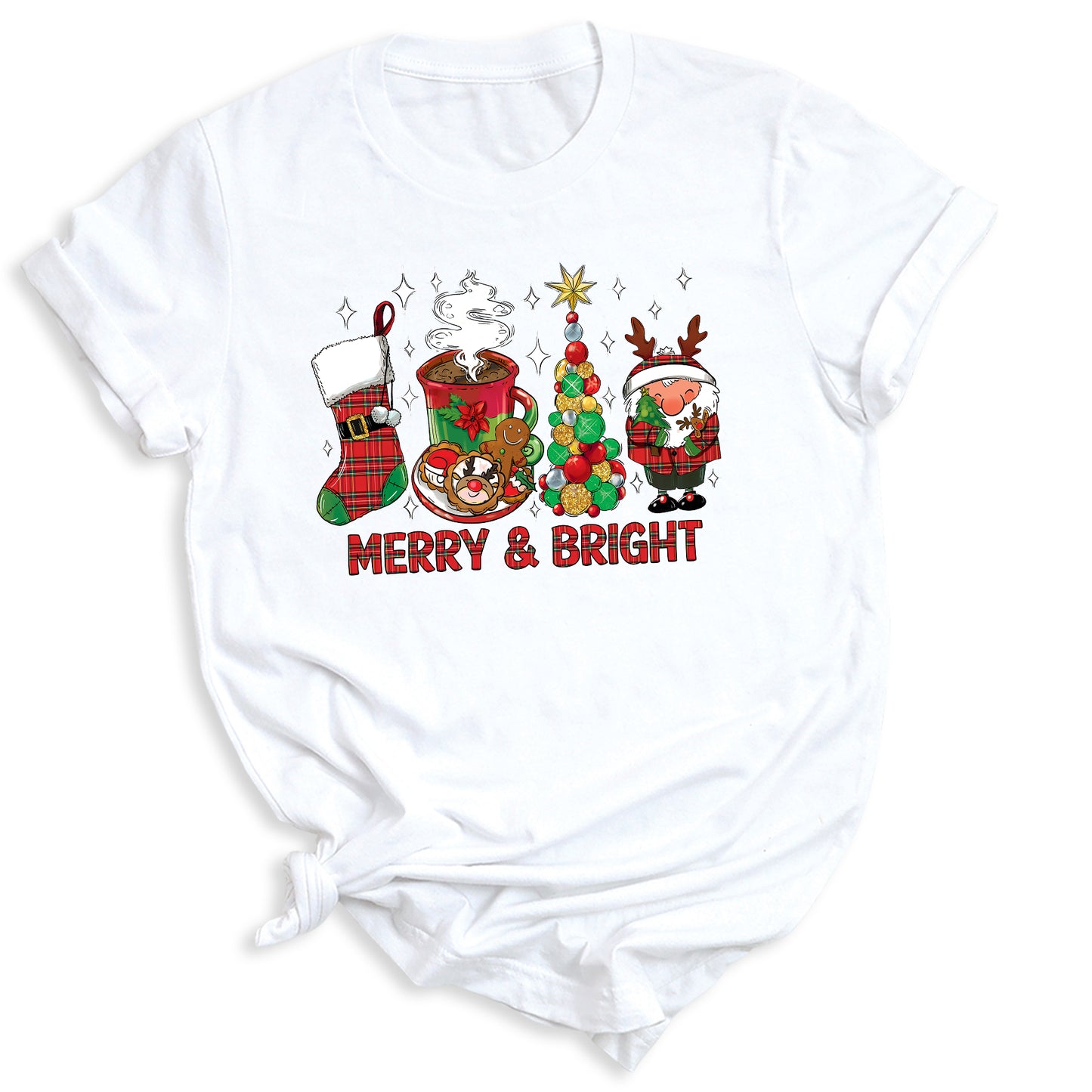 Merry and Bright Christmas Shirt – Women’s Holiday Tree Tee