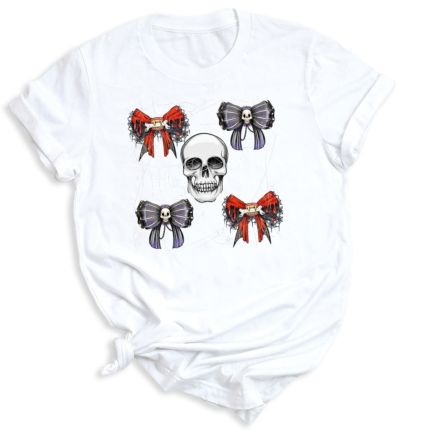 Halloween Skeleton Shirt with Bow – Halloween Party Tee for Girls