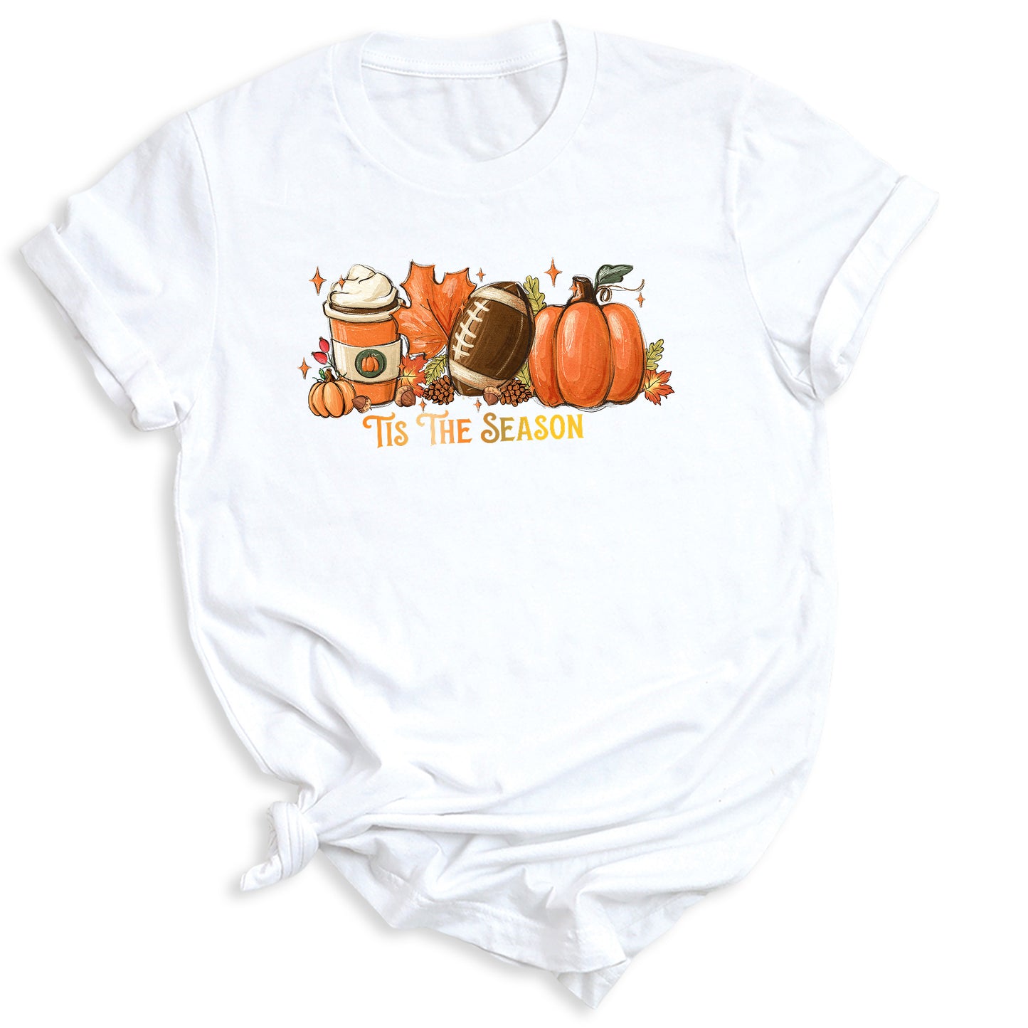 Tis The Season Fall Football Shirt – Pumpkin Coffee Autumn Vibes Tee