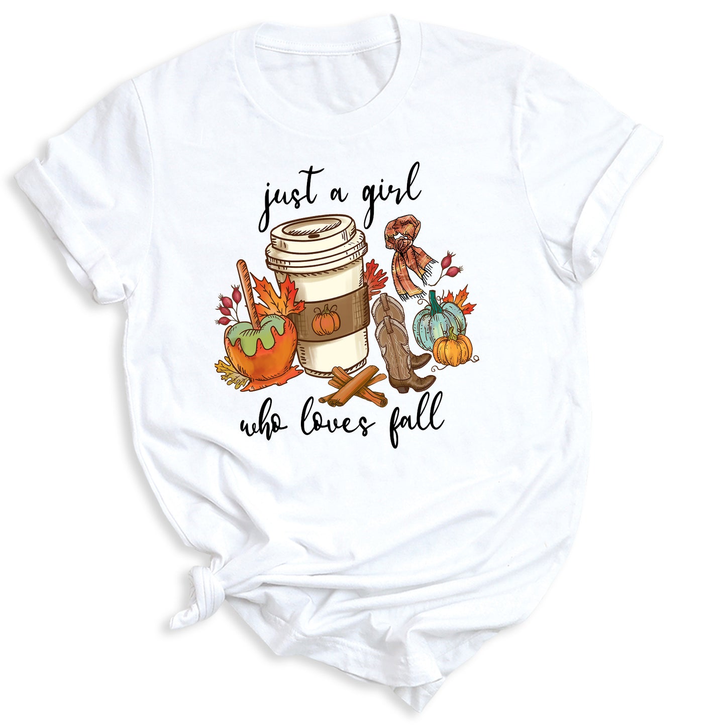 Just a Girl Who Loves Fall Shirt β Cute Pumpkin Autumn Vibes Tee