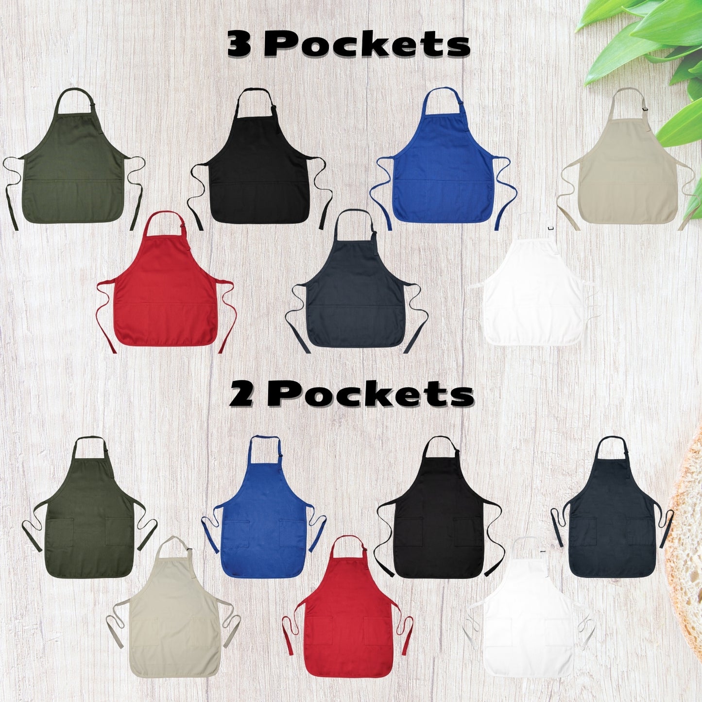 Custom Apron with Pockets – Personalized Chef Apron with Adjustable Strap & Custom Text or Image