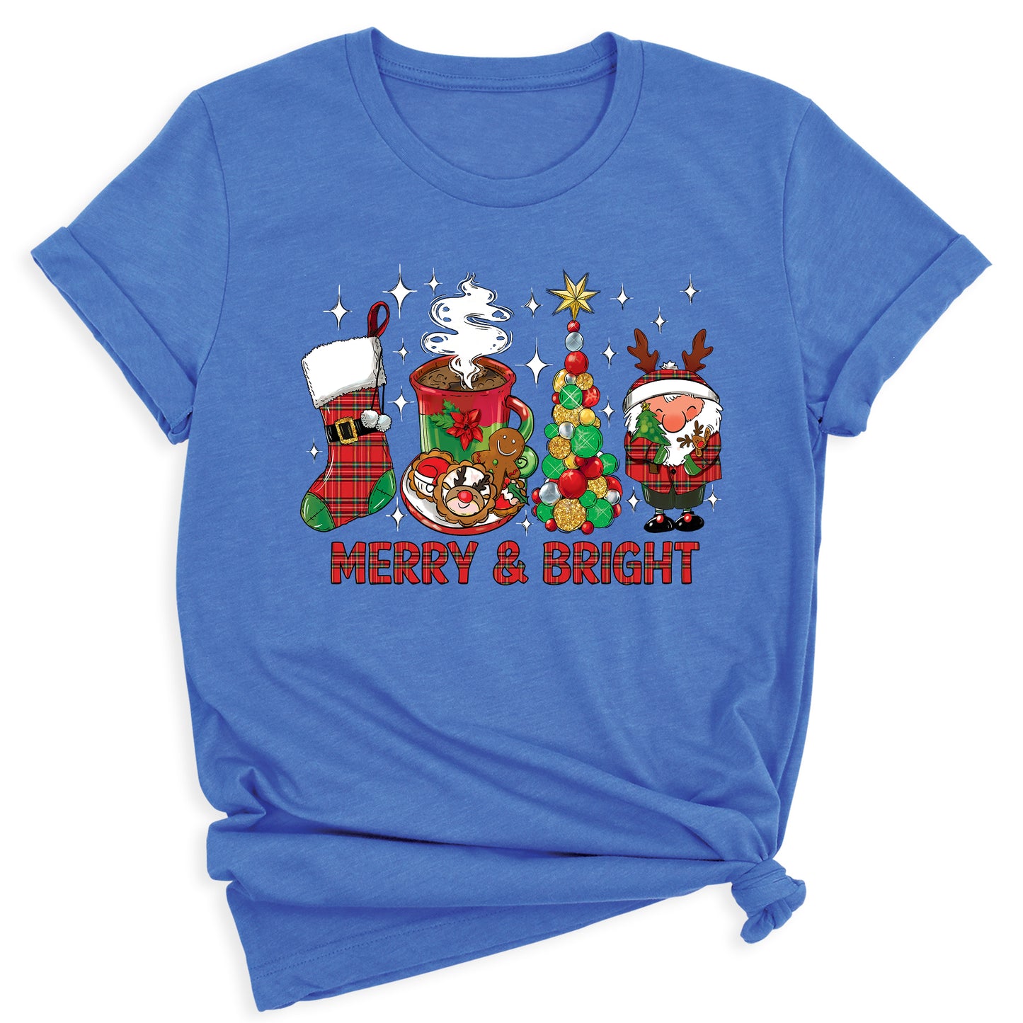 Merry and Bright Christmas Shirt – Women’s Holiday Tree Tee